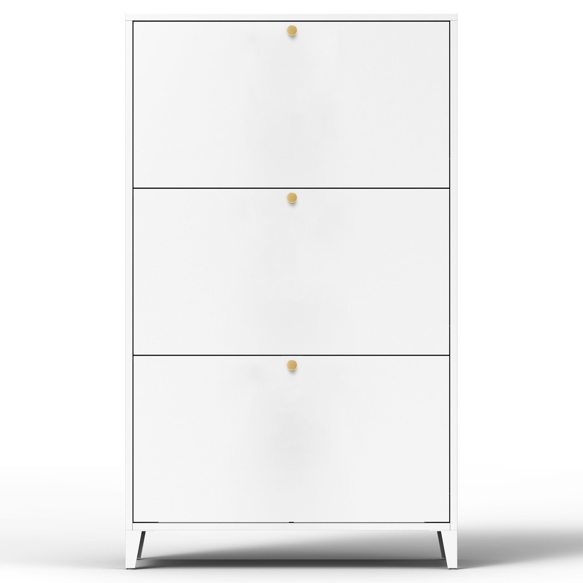 3-Drawer All Steel Shoe Cabinet, Freestanding Shoe Rack Storage Organizer with Flip Door, Modern Tipping Bucket Shoe Cabinet for Entryway, Hallway, Bedroom, White, Requires Assemble
