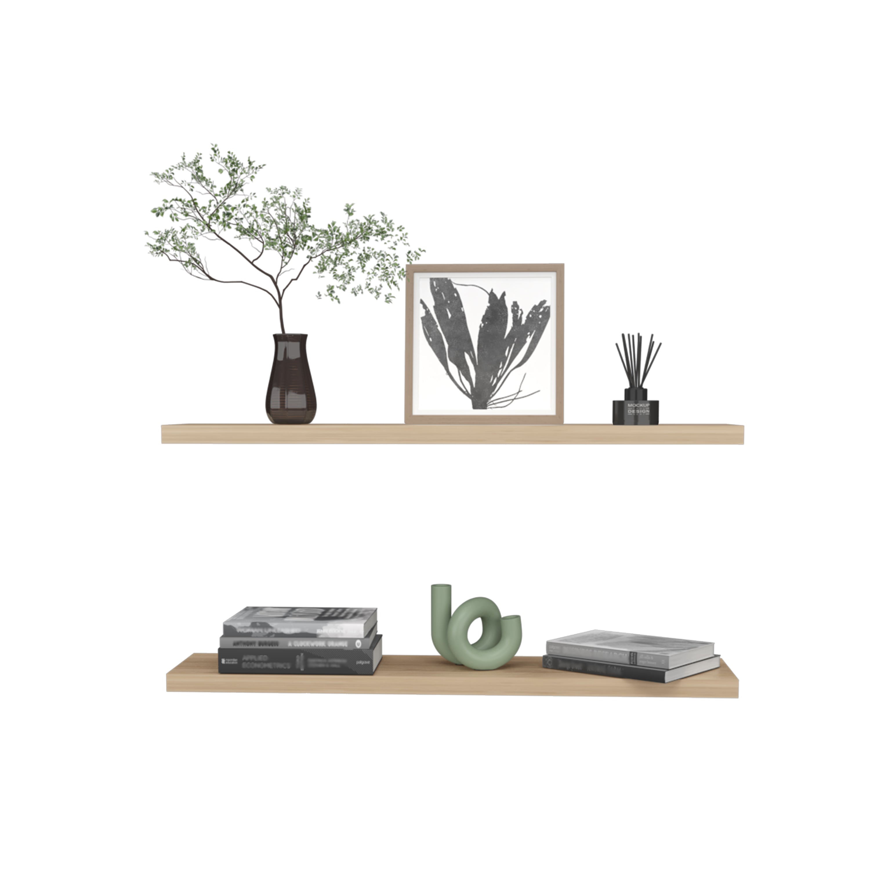 Ecco 47" Wide Floating Shelves Set of 2 – Wall Shelves for Bedroom, Bathroom Storage, Book Shelves for Living Room Decor