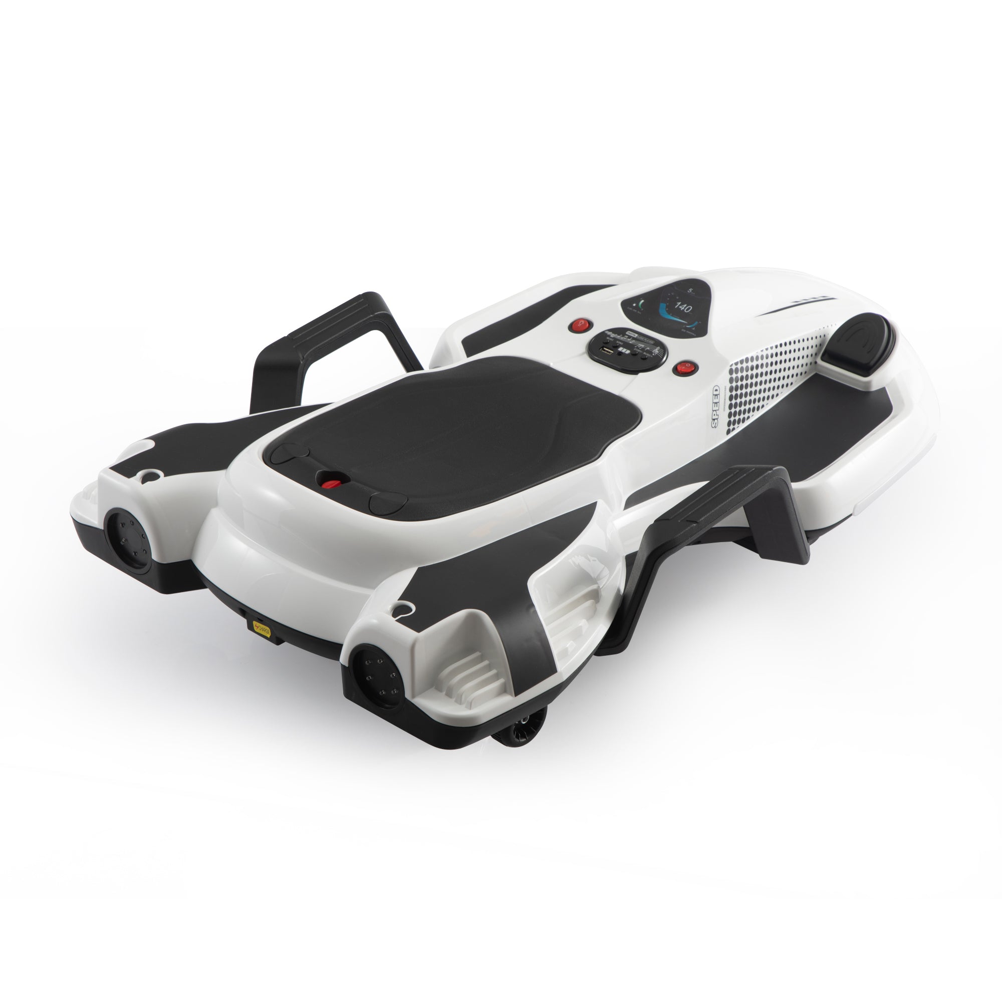 Electric Kids Racing Car with Music and Lights - Battery Powered Ride-On Toy for Toddlers, White