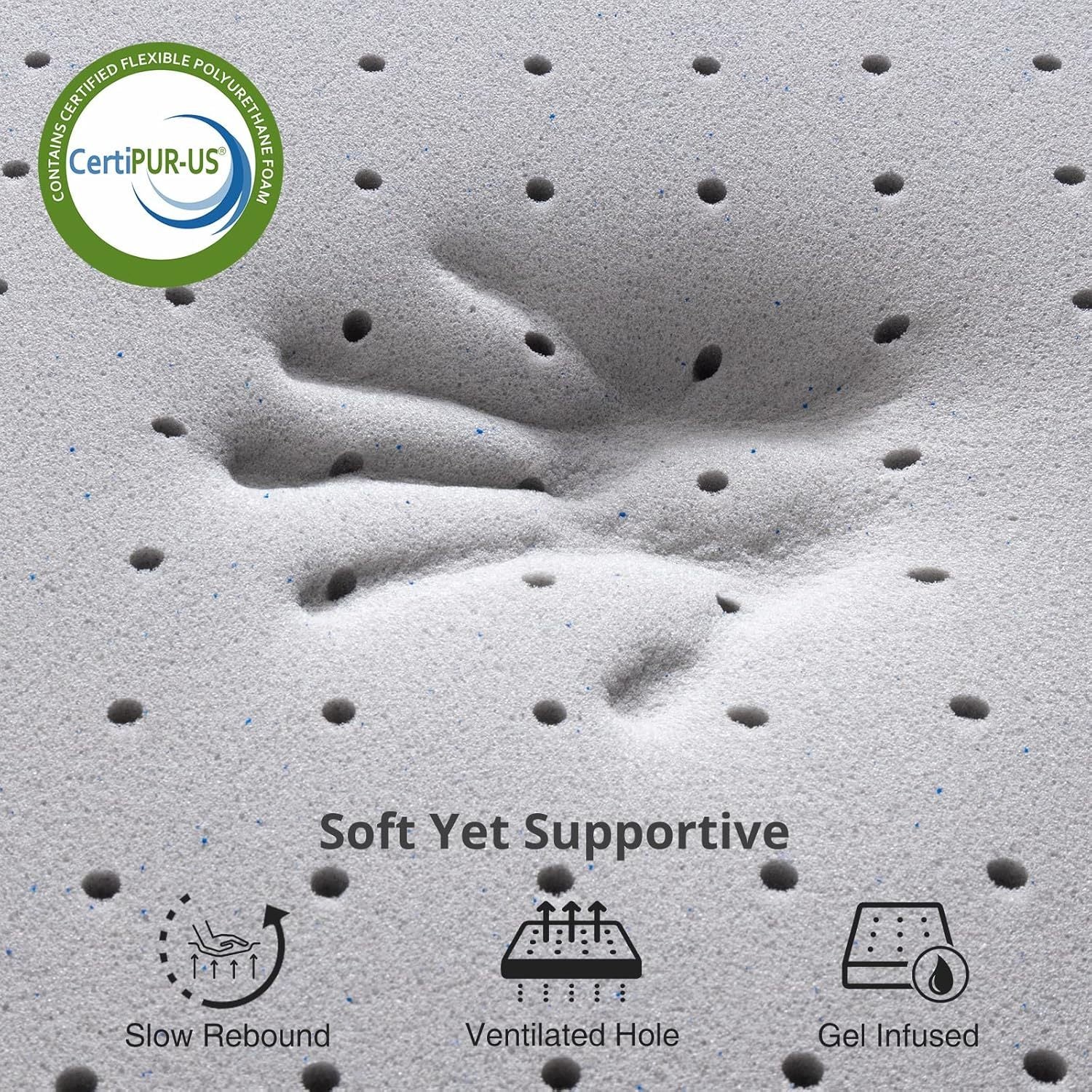 4 Inch Mattress Topper Full,Gel Memory Foam Mattress Topper Double Bed Topper for Soft & Cooling Sleep, Pressure Relieve, CertiPUR-US Certified