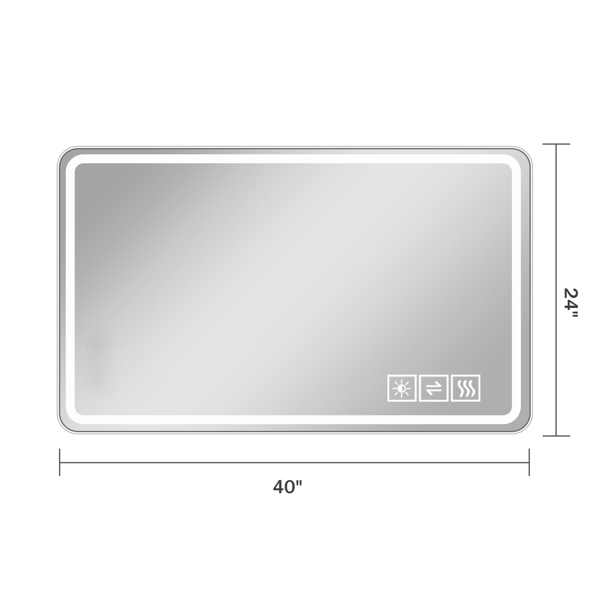 40*24 Inch LED Bathroom Mirror Vanity Mirrors with Front Lights Wall Mounted Anti-Fog Frameless Make Up Mirror with Light 5 mm Copper-Free Silver Mirror Horizontal or Vertical