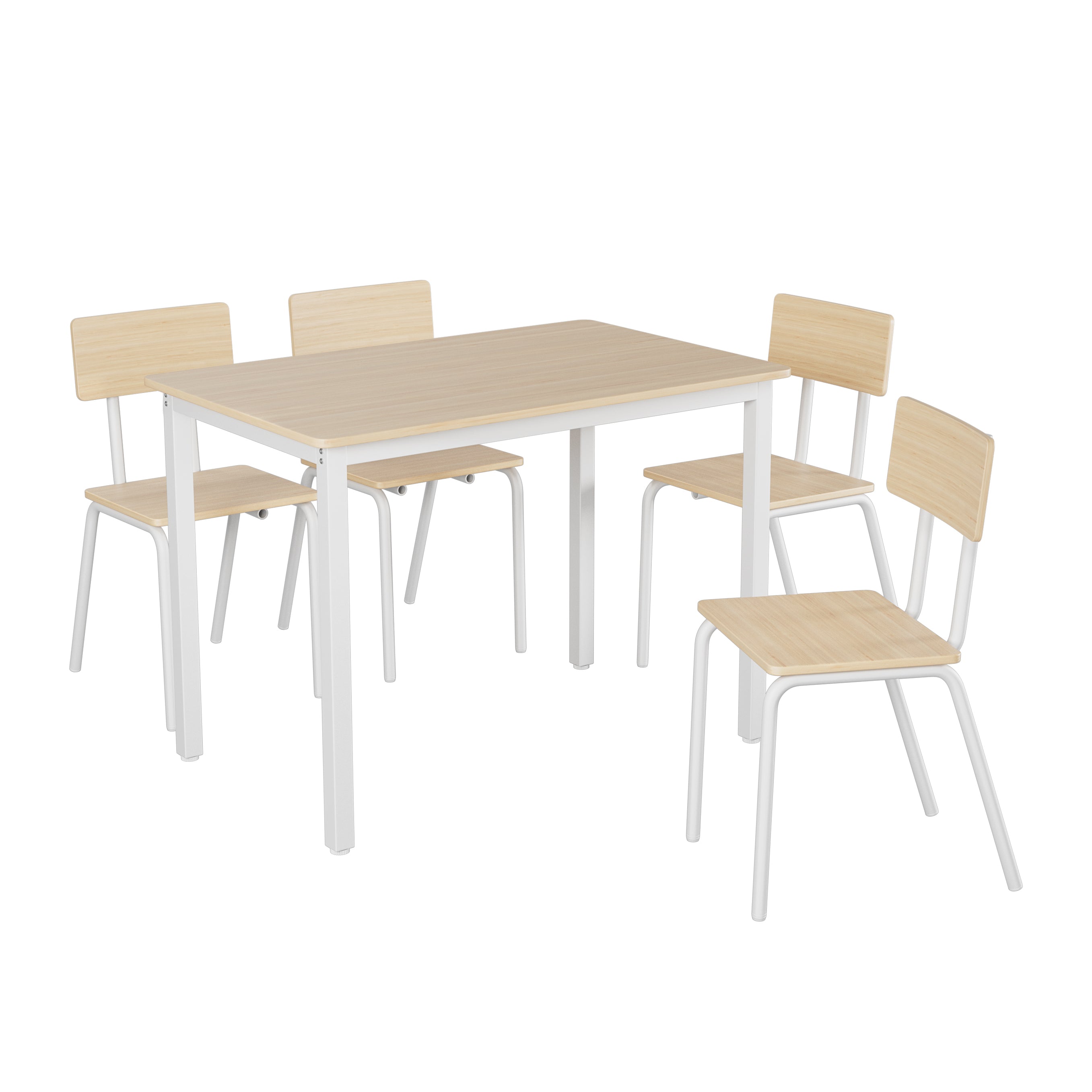 5-Piece Dining Table Set with 4 Chairs, 43" Kitchen Table and Chairs Set for 4, Metal Frame and MDF Board Dining Room Table, Perfect for Small Space, Easy to Clean