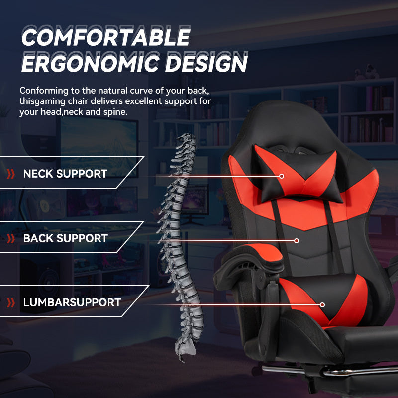Ergonomic RGB Gaming Chair Black/Red | PU Leather w/Synced Armrests & LED Lighting