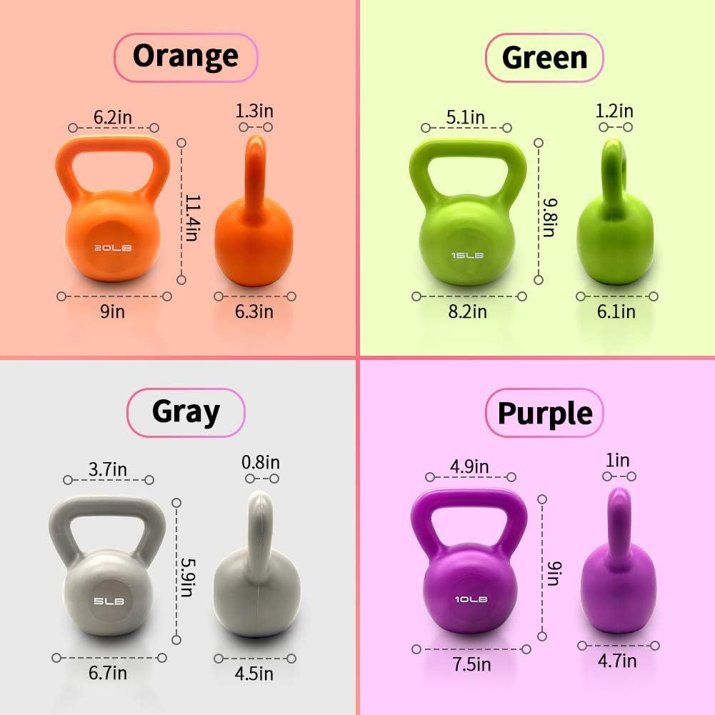 5LB Kettlebell Set – Vinyl Coated Kettlebell for Women, Strength Training Weights with Comfortable Wide Grip for Home Gym Workouts