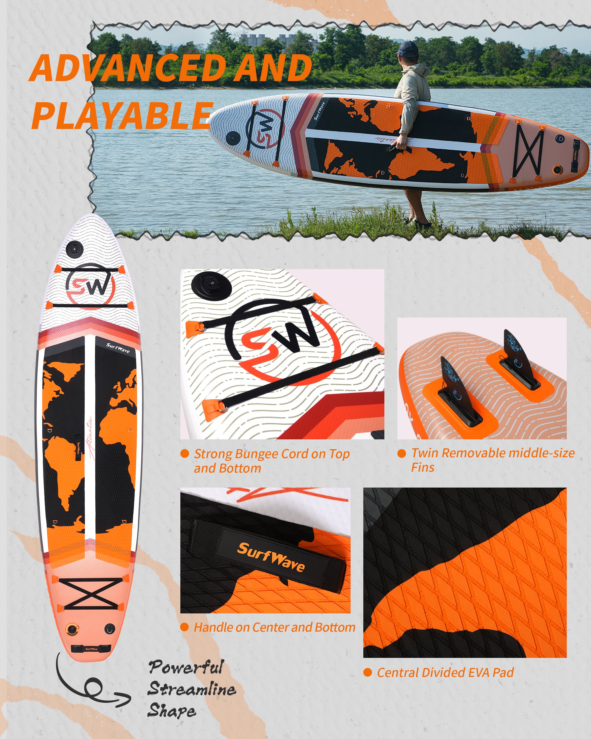 Inflatable Stand Up Paddle Board 11'x34'x6' With Accessories