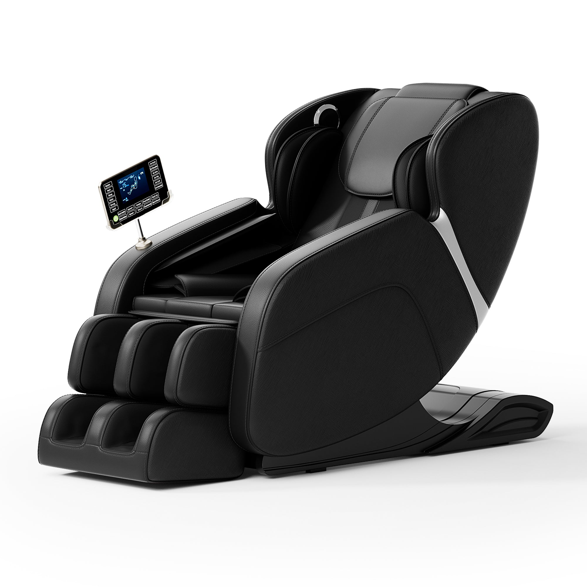 Full Body Massage Chair with Zero Gravity, Deep Tissue & Foot Massage, LCD Touch Screen, Bluetooth, Waist Heater, 8 Fixed Rollers, For 5.1-5.75ft Height (Black)