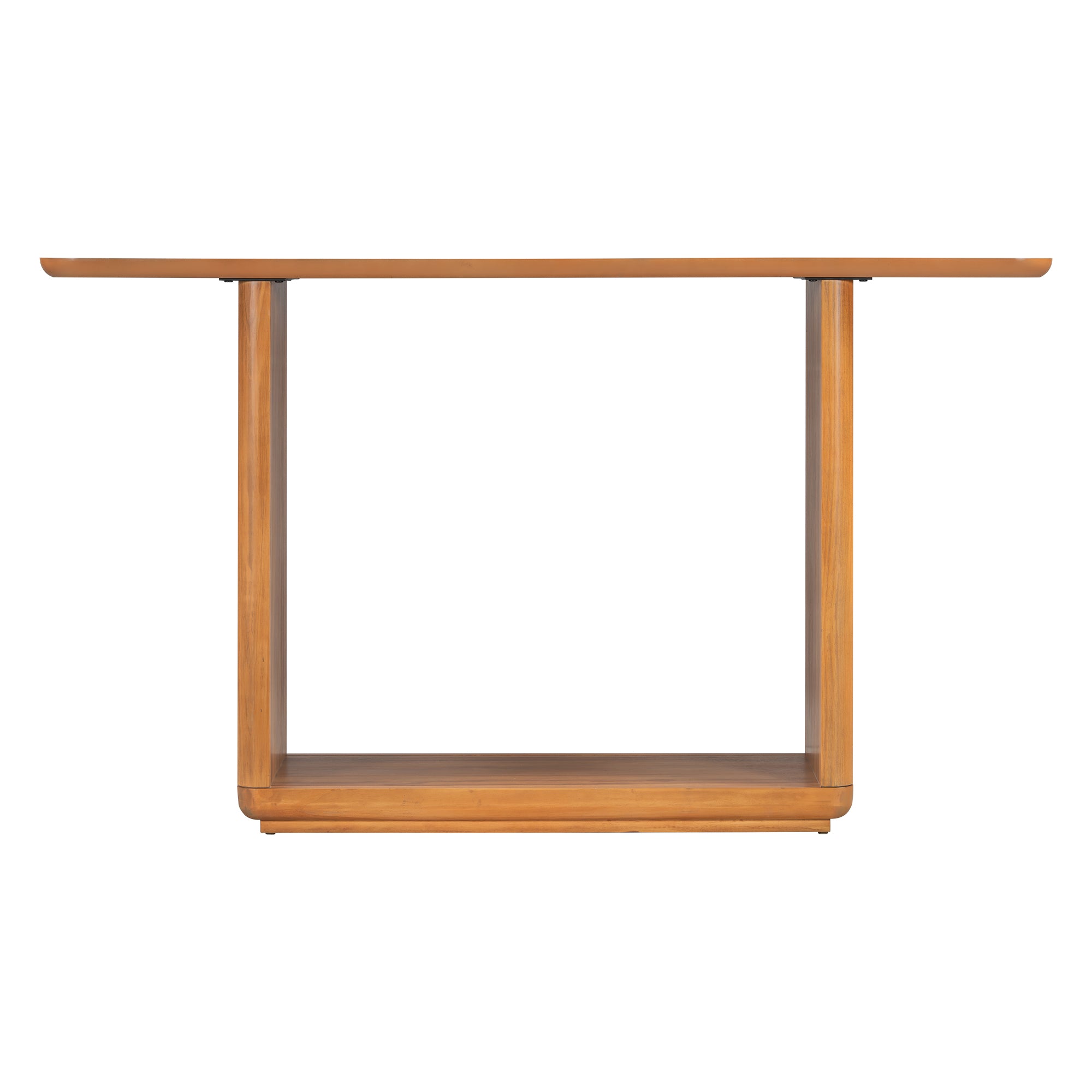 Mirod Elegant Minimalist Console Table with Curved Corners,Natural Wood Veneer,U-Base Design for Easy Placement ,Perfect for Displaying Your Treasures,Simple Assembly