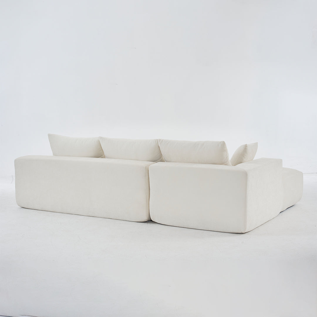 108*68 inch extra-deep modular sofa, cloud sofa, 4-person sofa, sitting and sleeping, living room Chenille modular sofa, no need to assemble, white
