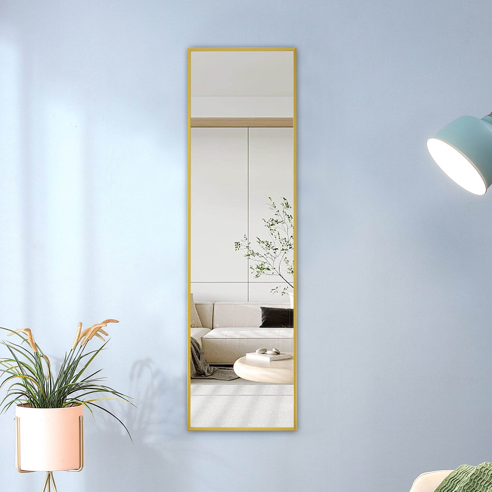 4th Generation Aluminum Alloy Wall-Mounted Full Body Mirror, Bathroom & Bedroom Decorative Mirror, 48" x 13.8" Quality Upgrade