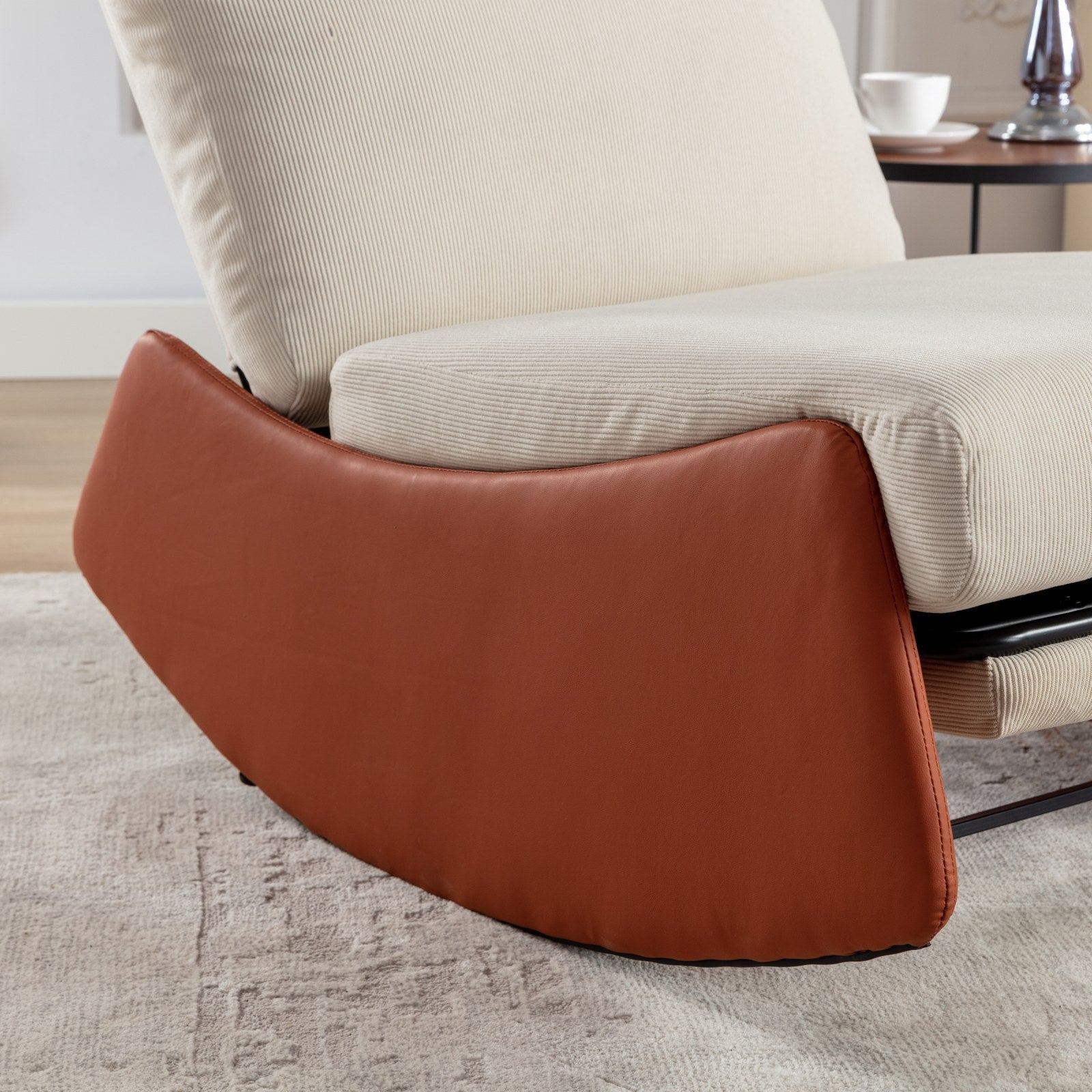 Modern Rocking Chair Recliner, Comfy Rocker Nursery Chair with Footrest, Accent Reading Chair, Upholstered Lounge Chair for Relaxing, Resting,Soft Padded Rocker  for Indoor Living Room Bedroom,Orange