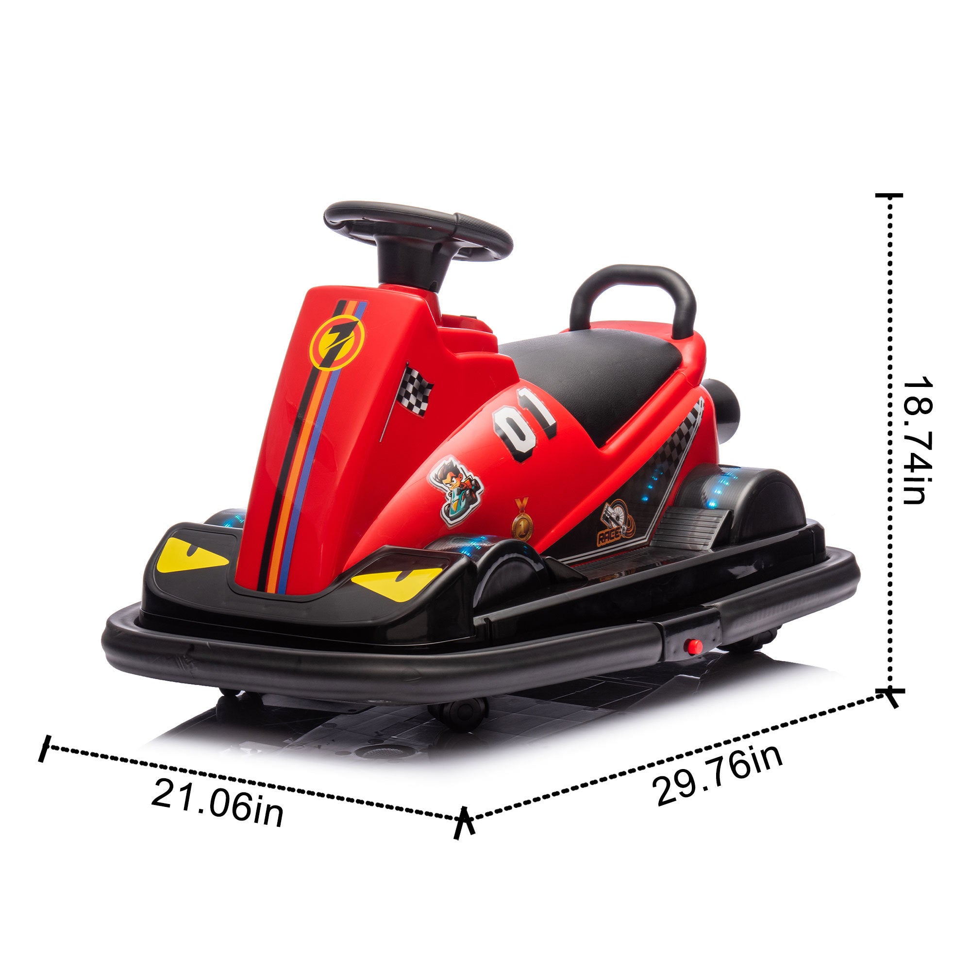 12V Kids Ride On Motor Bumper Car, 360° Rotating, Sound Effects & Lights, Four-Wheel Waterfall Light, Cute Design for Kids Aged 3-5