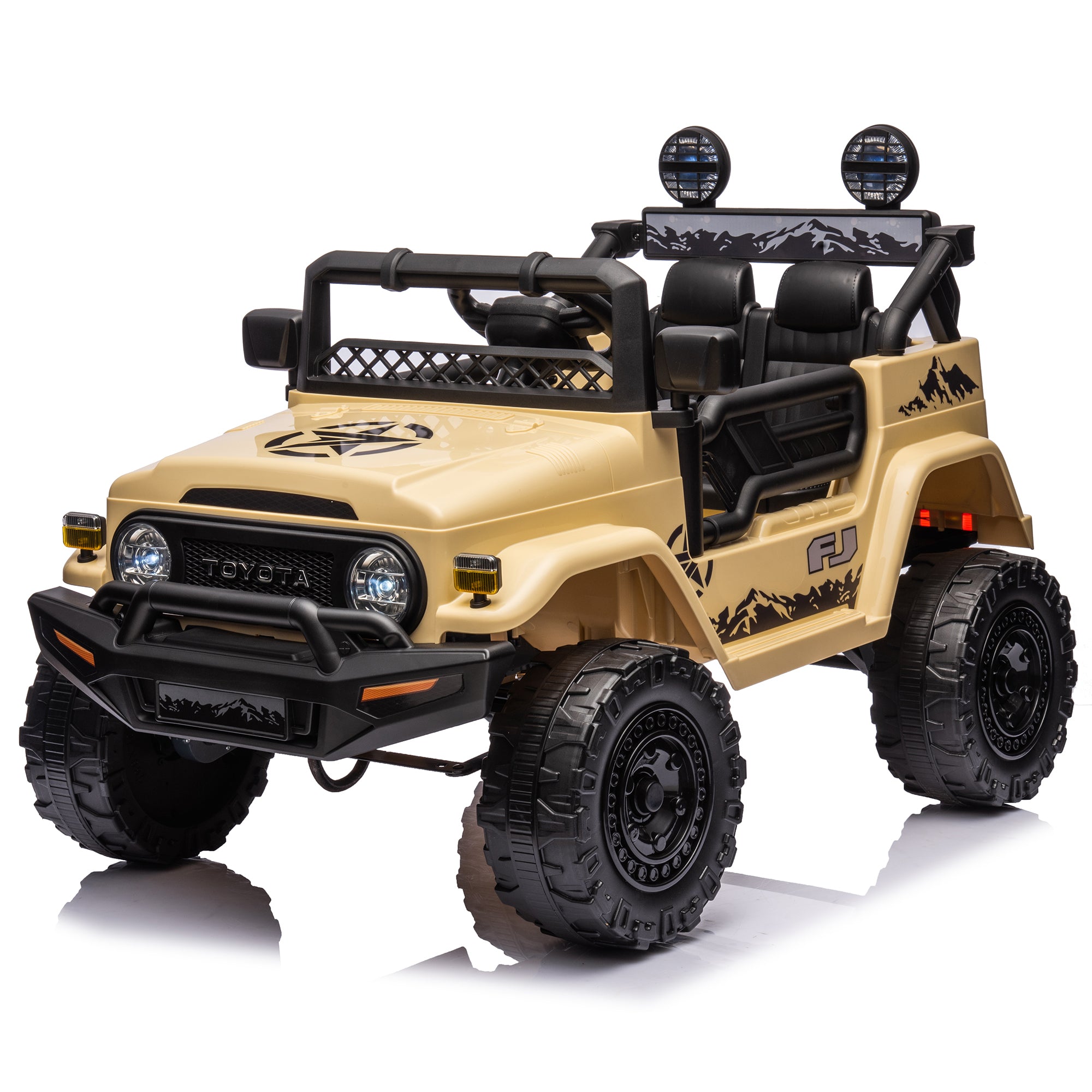 Licensed TOYOTA FJ Cruiser 12V Kids Ride-On Car with Parents Remote Control, Three-Speed Adjustable, Power Display, USB, MP3, Bluetooth, LED Lights, Three-Point Safety Belt, Perfect Gift for Kids