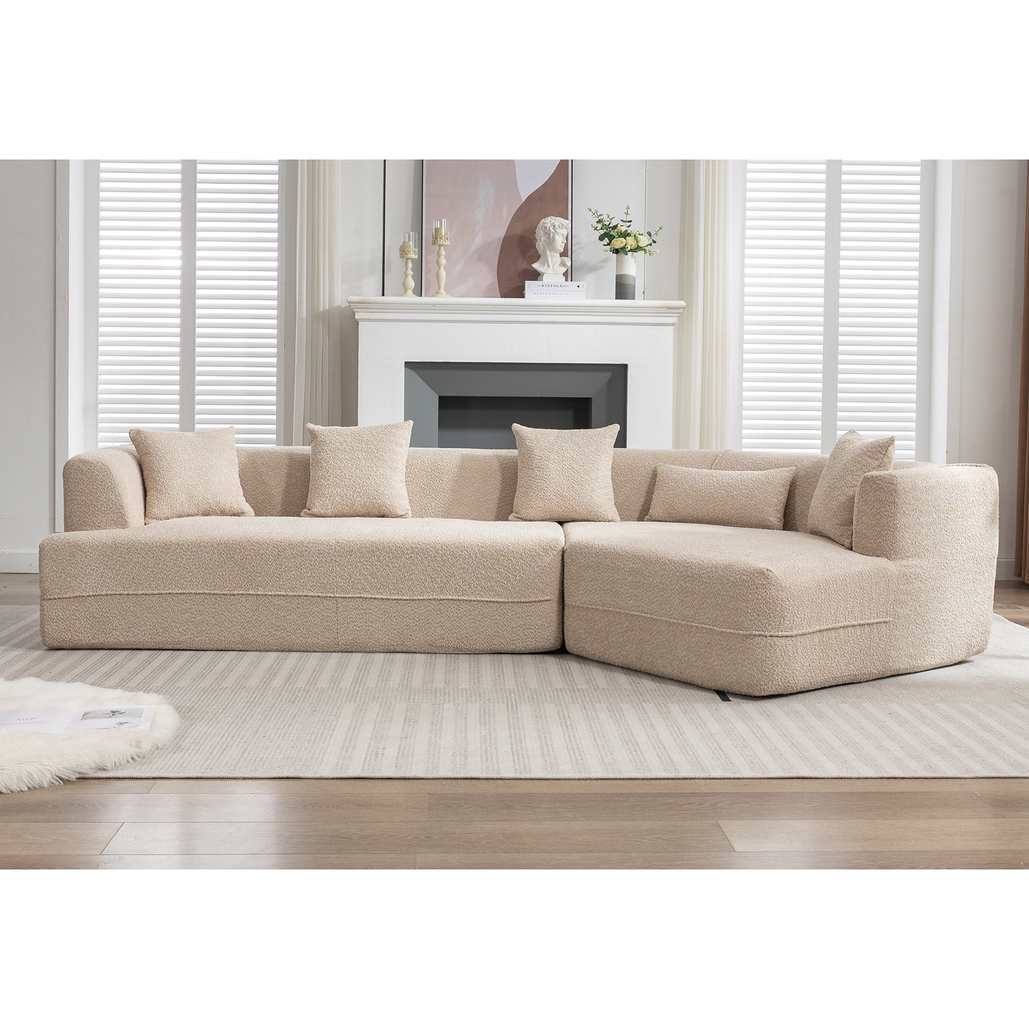 [VIDEO PROVIDED][ New And Upgraded Extended Edition]Modular sofa , modern minimalist style sofa,  upholstered ,  free combination, round fiber fabric, anti-wrinkle fabric,Dimension extension,Brown