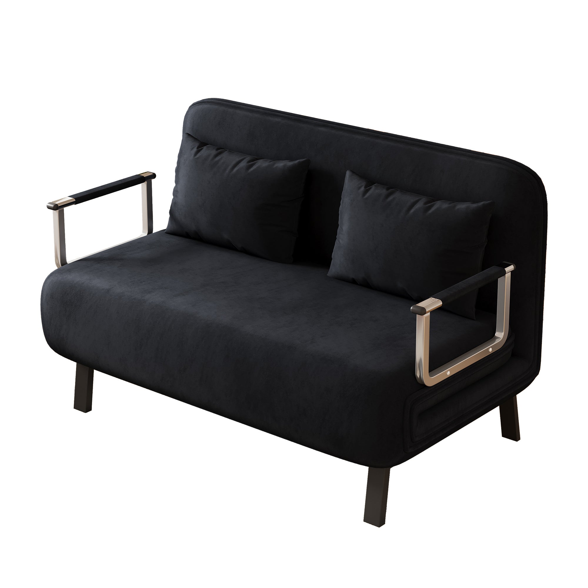 39″ Convertible Chair Bed, Tri-Fold Sofa Bed with Adjustable Backrest & Pillow, Leisure Chaise Lounge Couch with Sturdy Steel Frame for Home & Office, Comfortable Sleeper Chair black