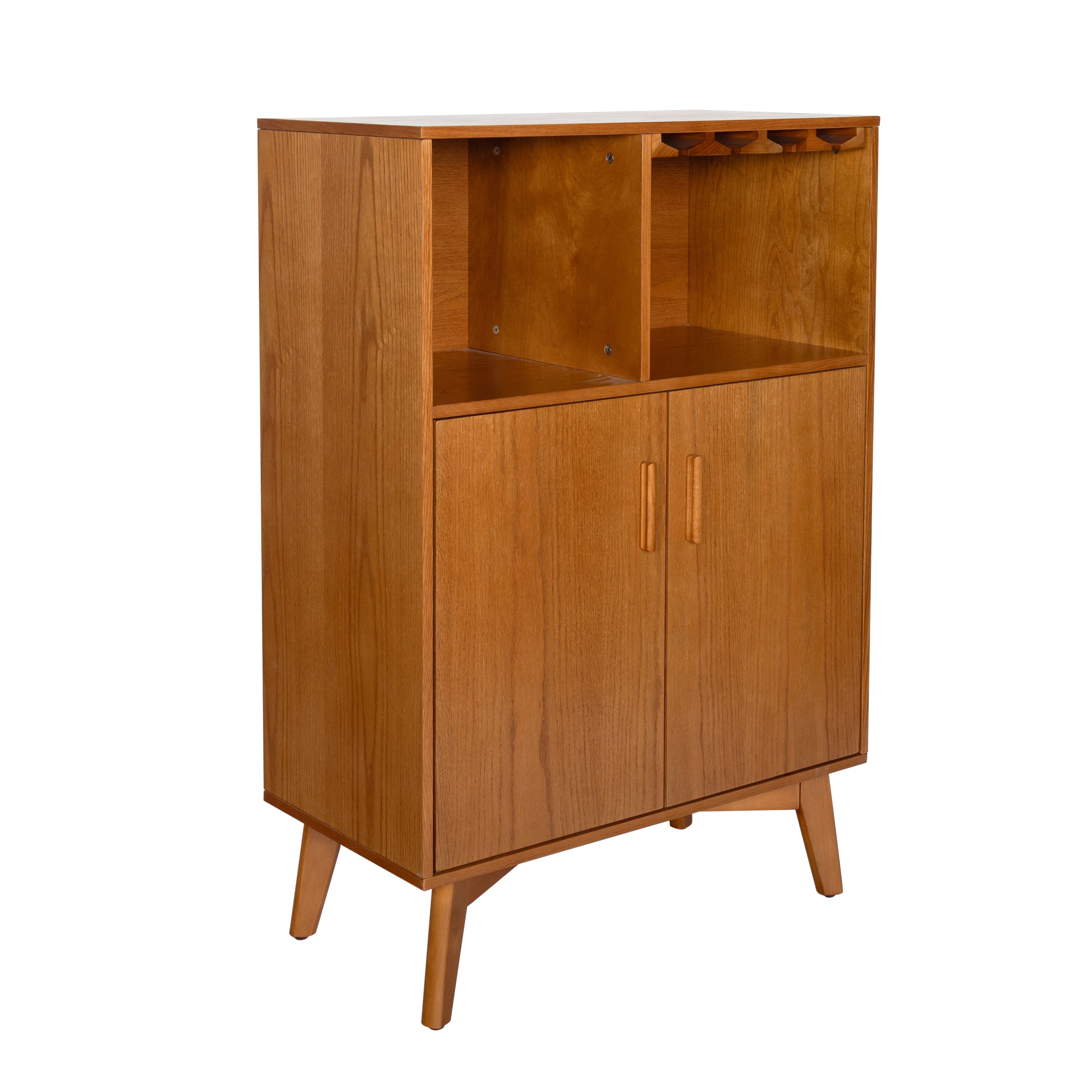 31.5" Liquor Cabinet with Wine Glass Holder & Wine Rack & Adjustable Shelf – Rustic Sideboard Buffet Cabinet, Kitchen Coffee Bar Cabinet, Wine Storage for Home Farmhouse Dining Room