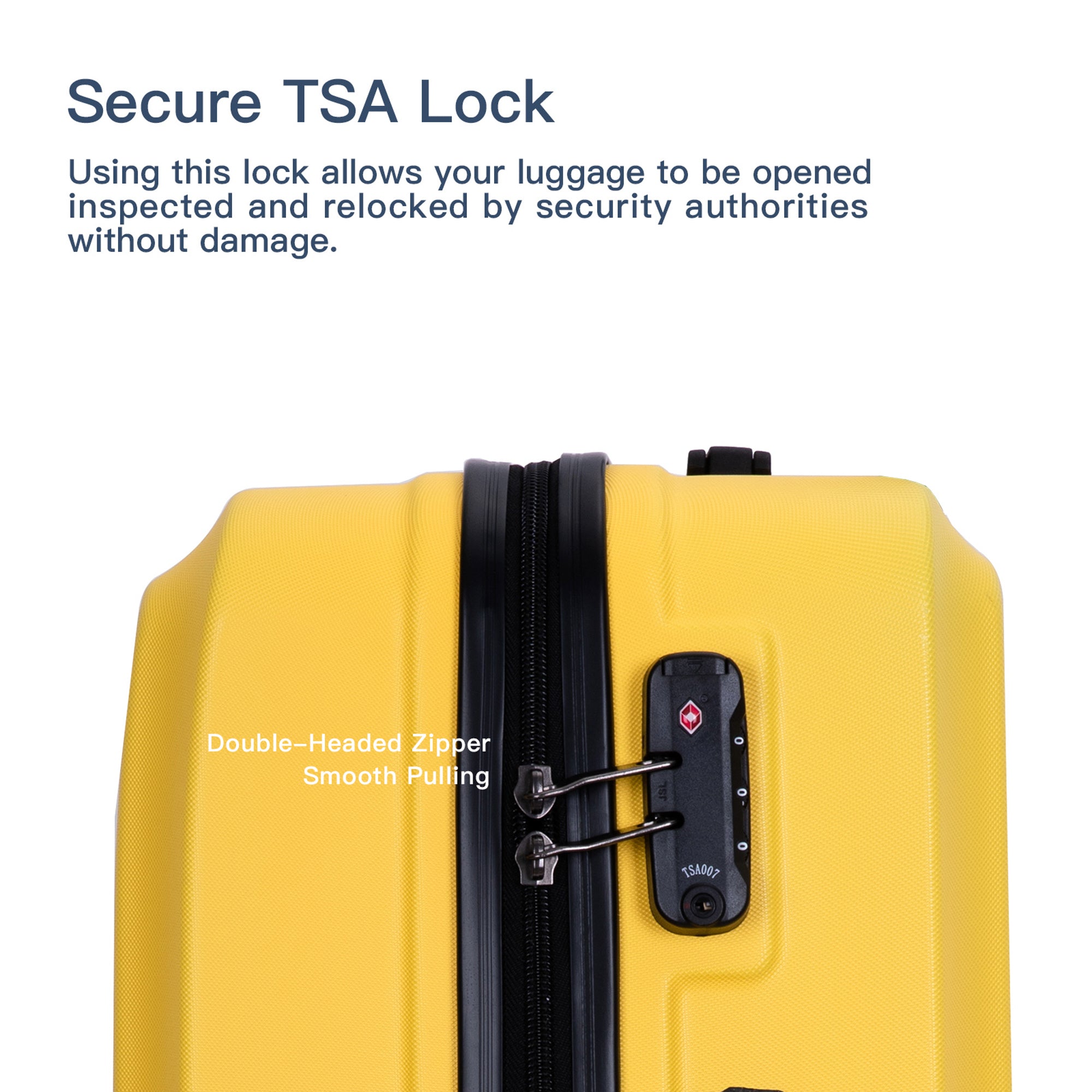 ABS Lightweight 3 Piece Luggage Sets with Spinner Wheels and TSA Lock in Yellow (20/24/28)