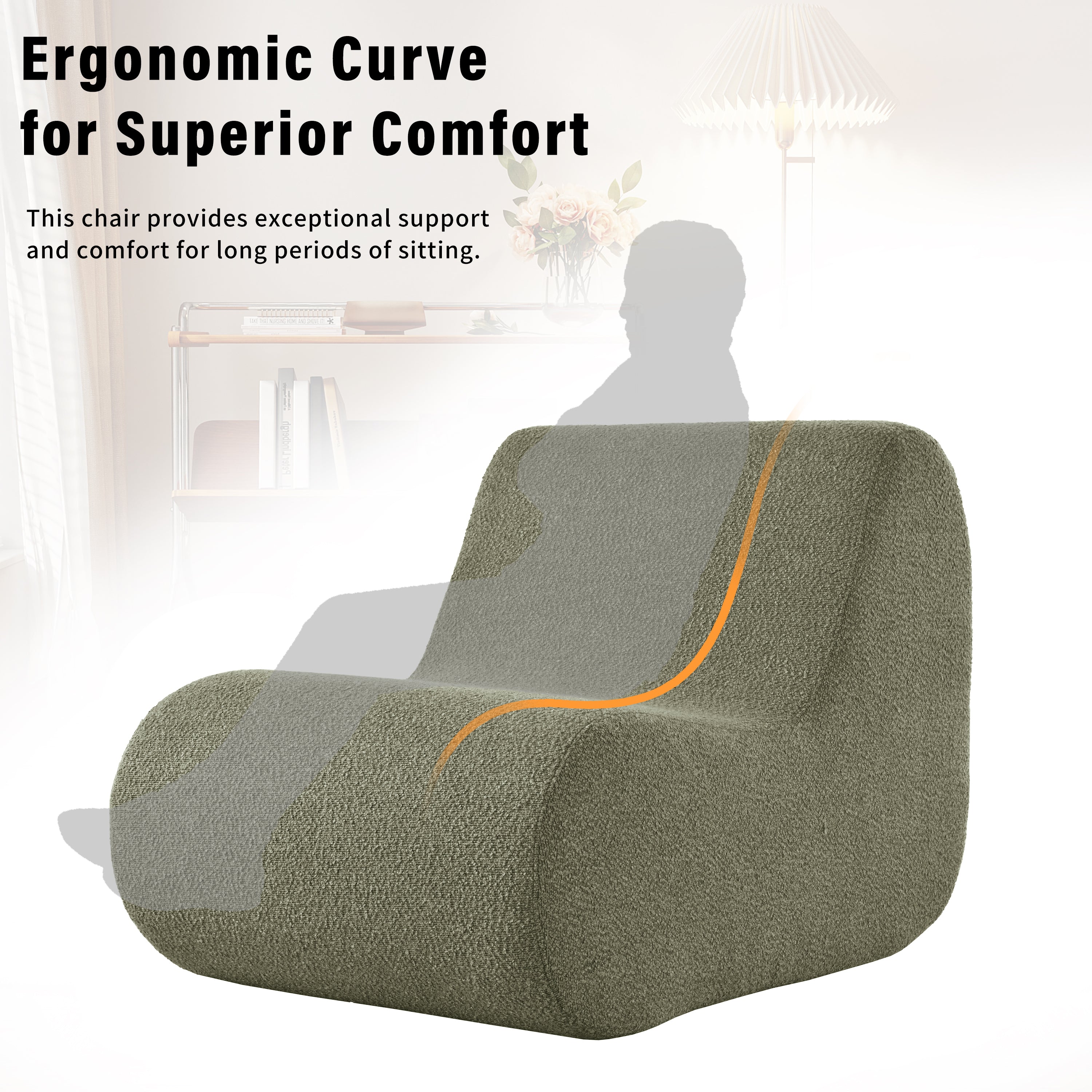 Mirod Elegant Accent Chair with Ottoman,Stylish Curved Design and Minimalist Lines for Ultimate Comfort, High-Resilience Foam for Luxurious Seating