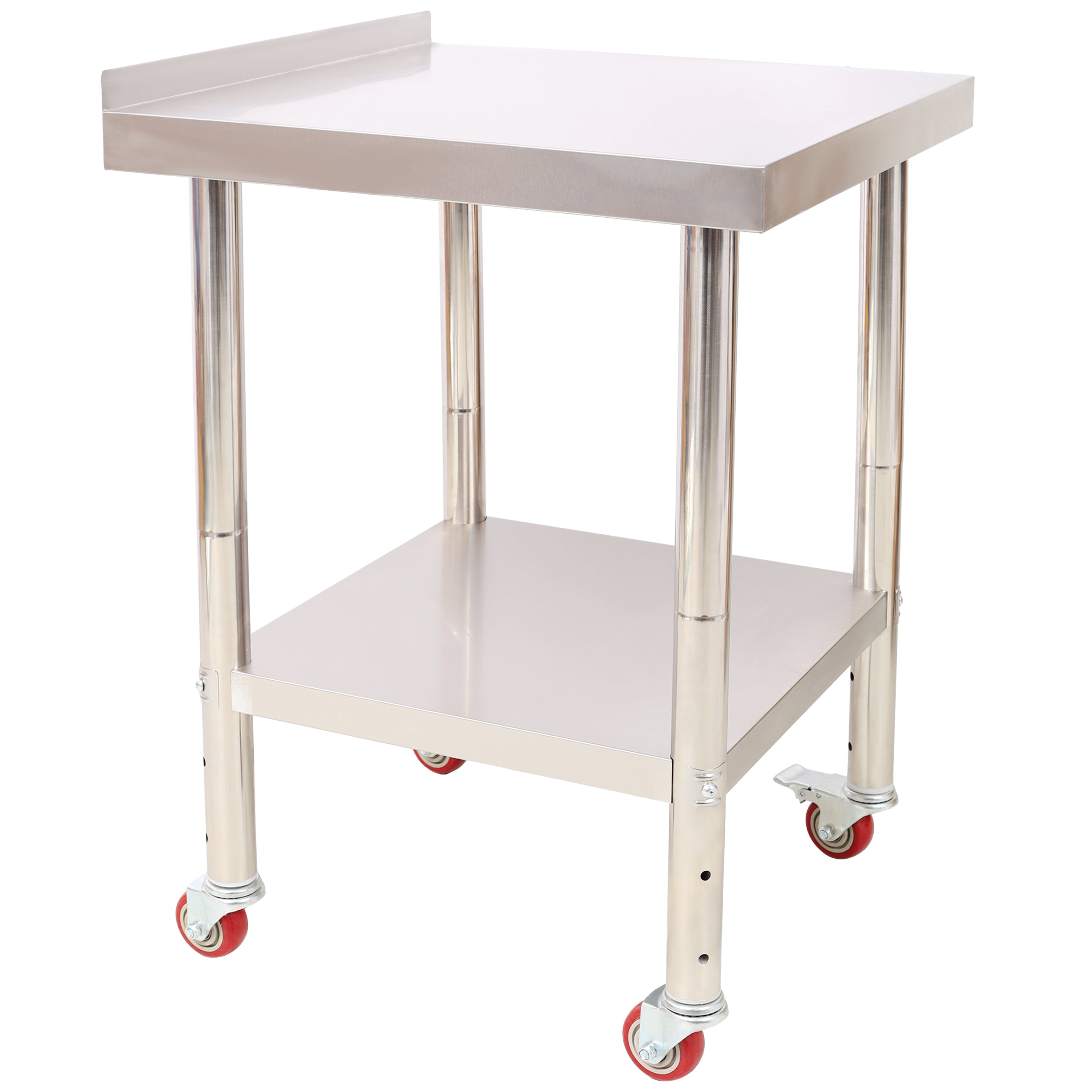 Compact Stainless Steel Prep Table 24x24" | Heavy-Duty Worktable with Backsplash & Casters