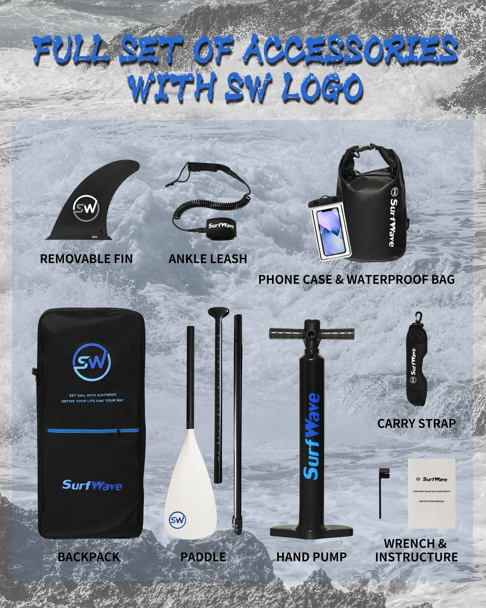 Inflatable Stand Up Paddle Board 11'x34'x6' With Accessories