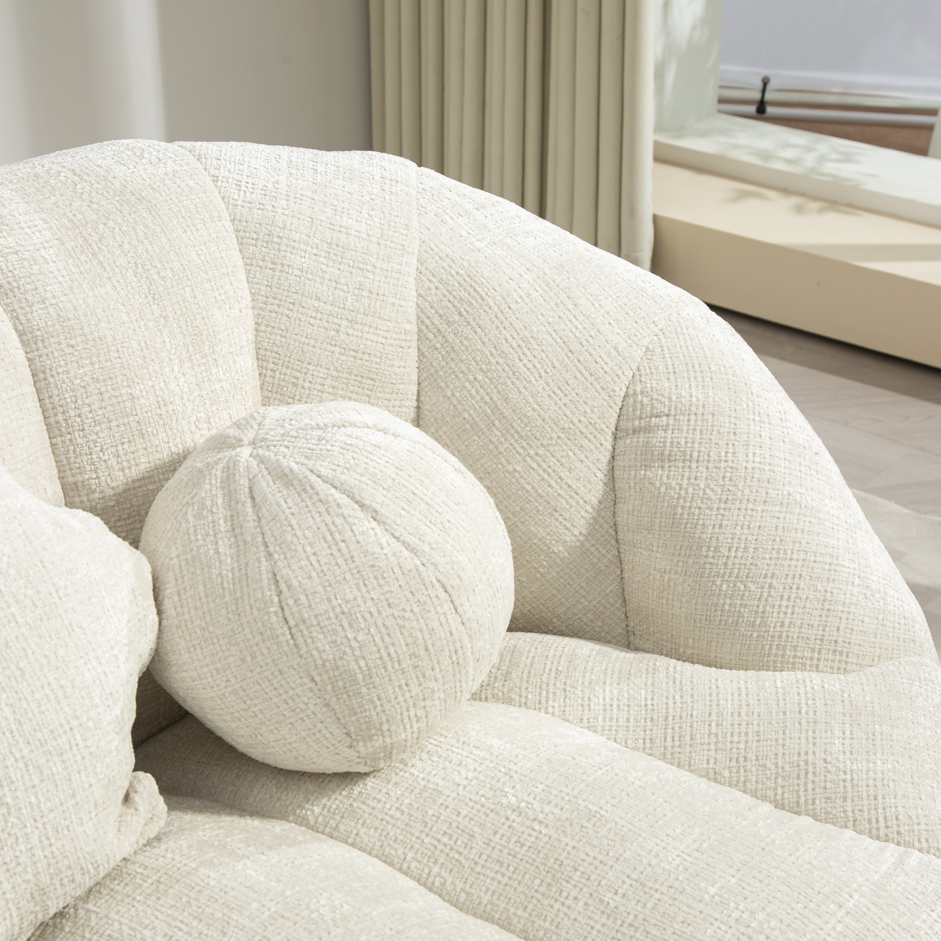 Relax in style with the COOLMORE Bean Bag Sofa Lazy Sofa, designed for ultimate comfort and durability. Featuring a high-back design, this bean bag chair offers exceptional support for both adults and kids. Perfect for indoor and outdoor use, it serves as an accent floor lounge chair, adding a modern touch to any space. Made with soft and breathable white chenille fabric, the sofa provides a cozy seating experience for lounging, reading, or watching TV. Its versatile design ensures it blends seamlessly into