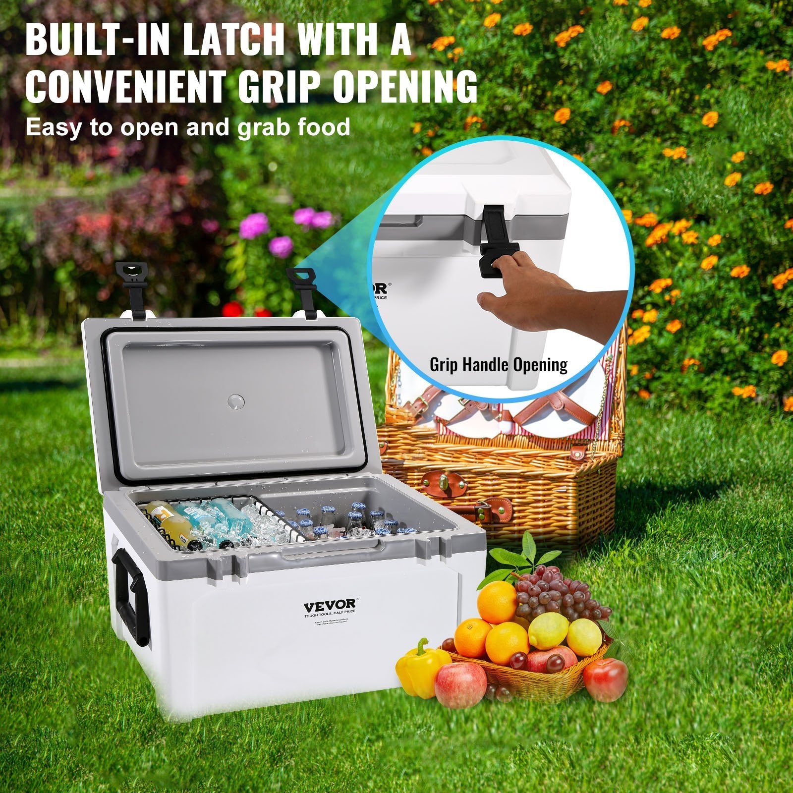 52 Qt Hard Cooler with 6-Day Ice Retention | Portable Ice Chest for Camping, Beach & Outdoor
