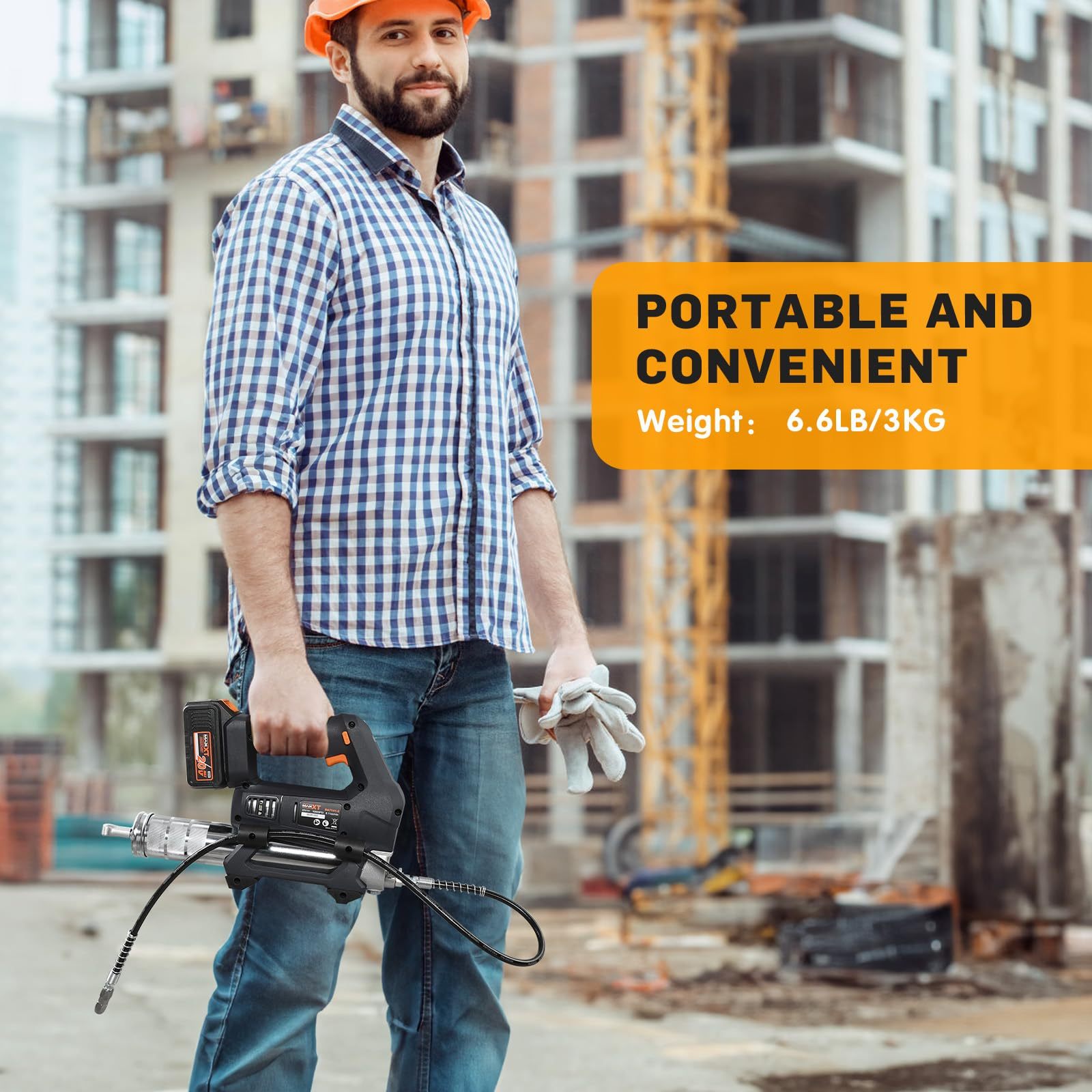20V Cordless Grease Gun | Max 20000 PSI with 4.0Ah Battery & 6-Speed Control