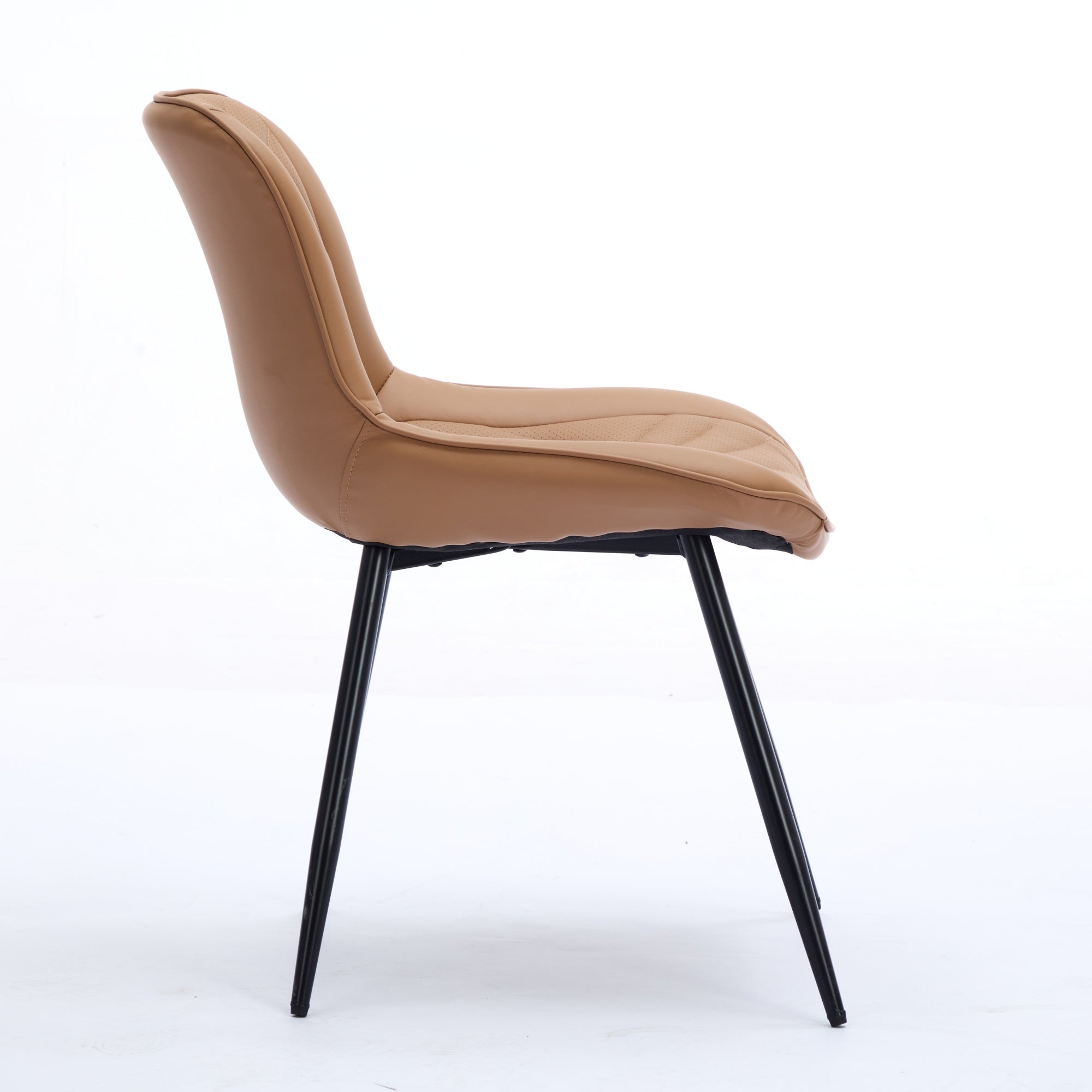Dining Chairs Set of 2 Mid Century Modern Kitchen Chair Comfortable Upholstered Faux Leather Dinner Chairs for Kitchen Dining Room, Khaki