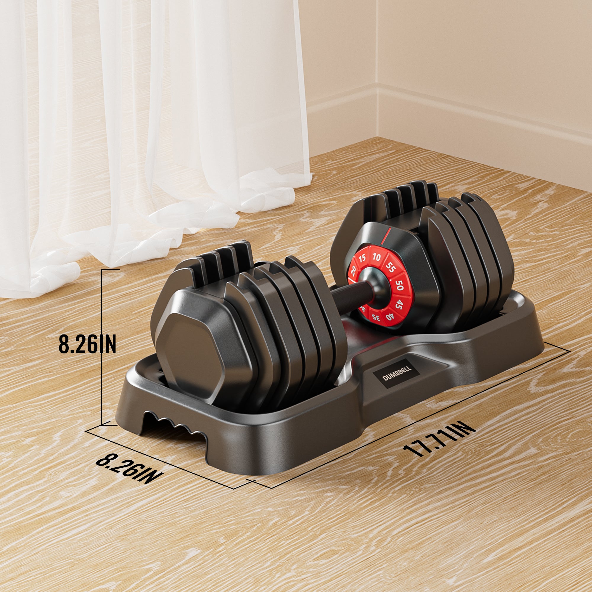 Adjustable Dumbbell Set 10-in-1 – 55LB Free Weights for Men & Women, Fast Turn Handle Adjustment, Black Dumbbells for Home Gym & Full Body Workout