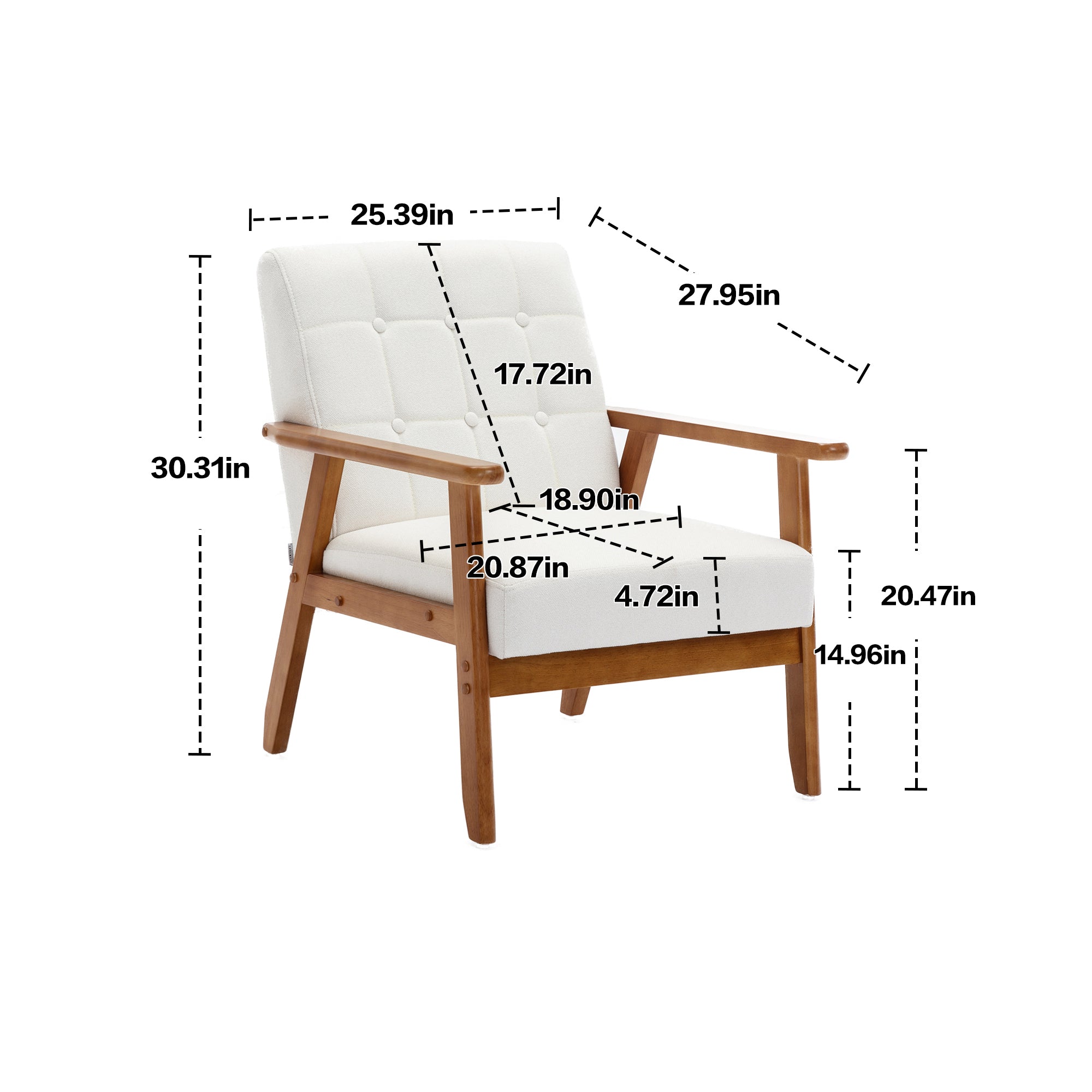 Accent Chairs Set of 2 with Side Table, Mid Century Modern Accent Chair, Wood and Fabric Armchairs Side Chair, Lounge Reading Comfy Arm Chair for Living Room, Bedroom, Office
