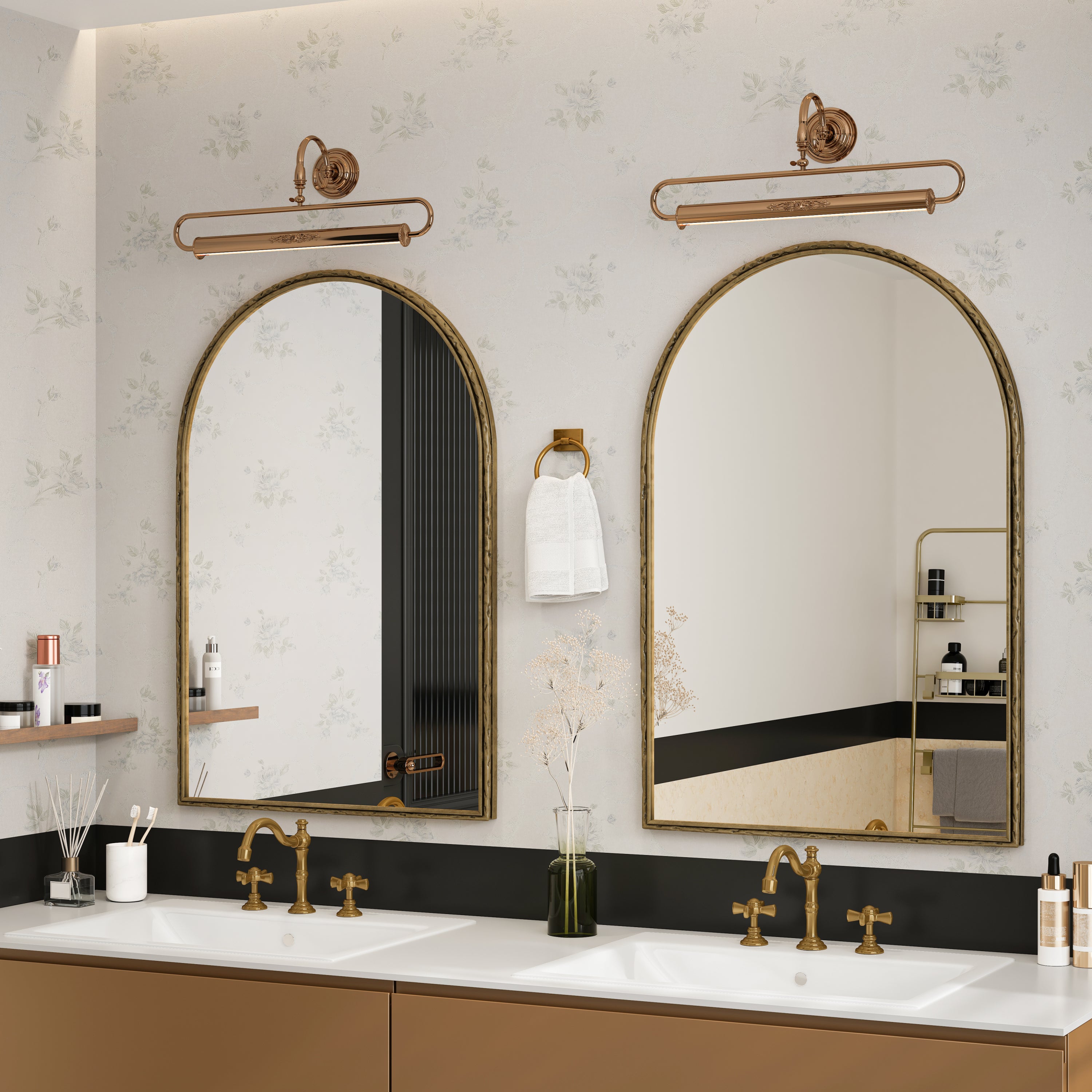 Arched Mirror,Wall Mirror for Bathroom,Vanity Mirror or Wall Decor Arch Mirror for LivingRoom Bedroom Entryway,Gold