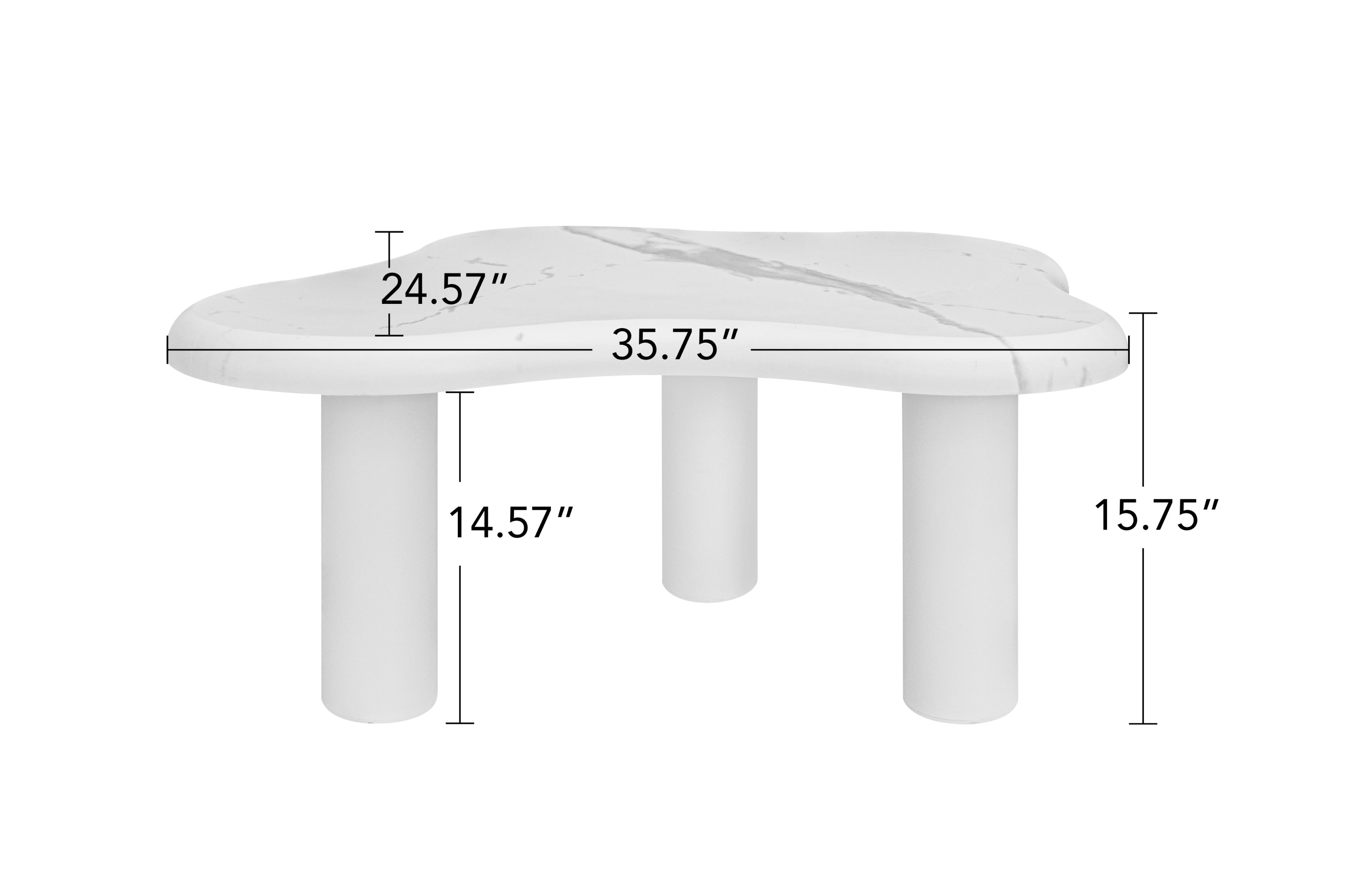 Cloud Coffee Table Classic Modern Marbling Tea Table, Irregular Indoor End Table For Living Room Apartment Free Shape with 3 Legs