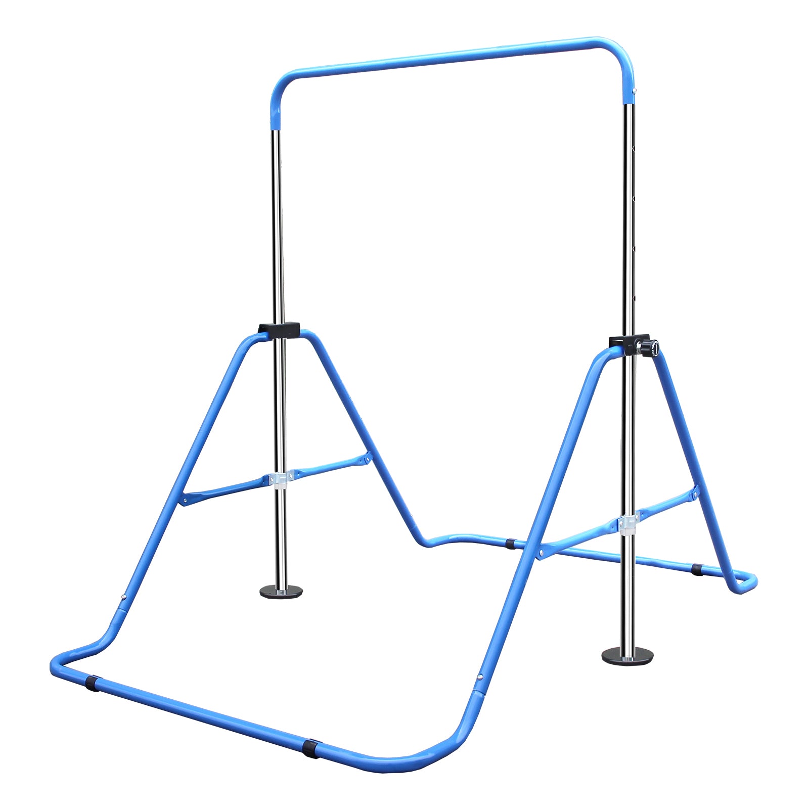 Expandable Gymnastics Bar for Kids - Height Adjustable Junior Training Bar for Home, Folding Gymnastic Horizontal Bars Equipment Blue