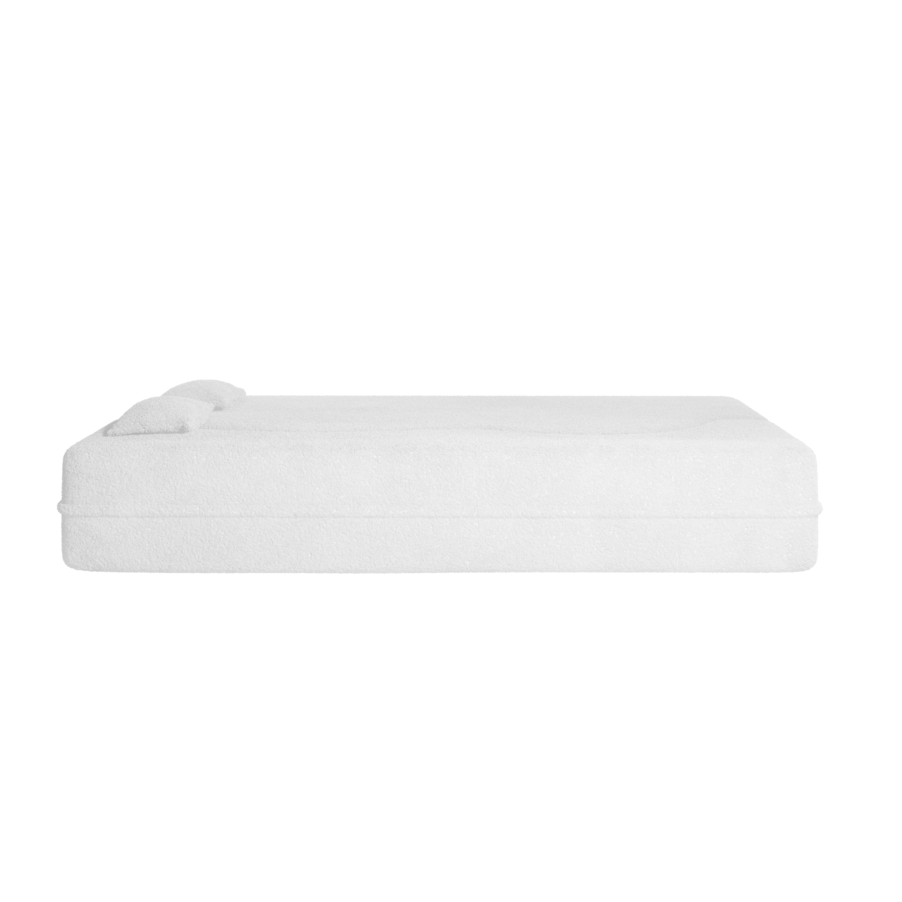 Modern Floor Sofa with 2 Pillows,Convertible Teddy Fabric Foam-Filled Sleeper Sofa Bed,15" Full Size Folding Mattress for Living Room,Guest Bed,Playroom,no assembly required,Beige(Old Sku:W1885P190390