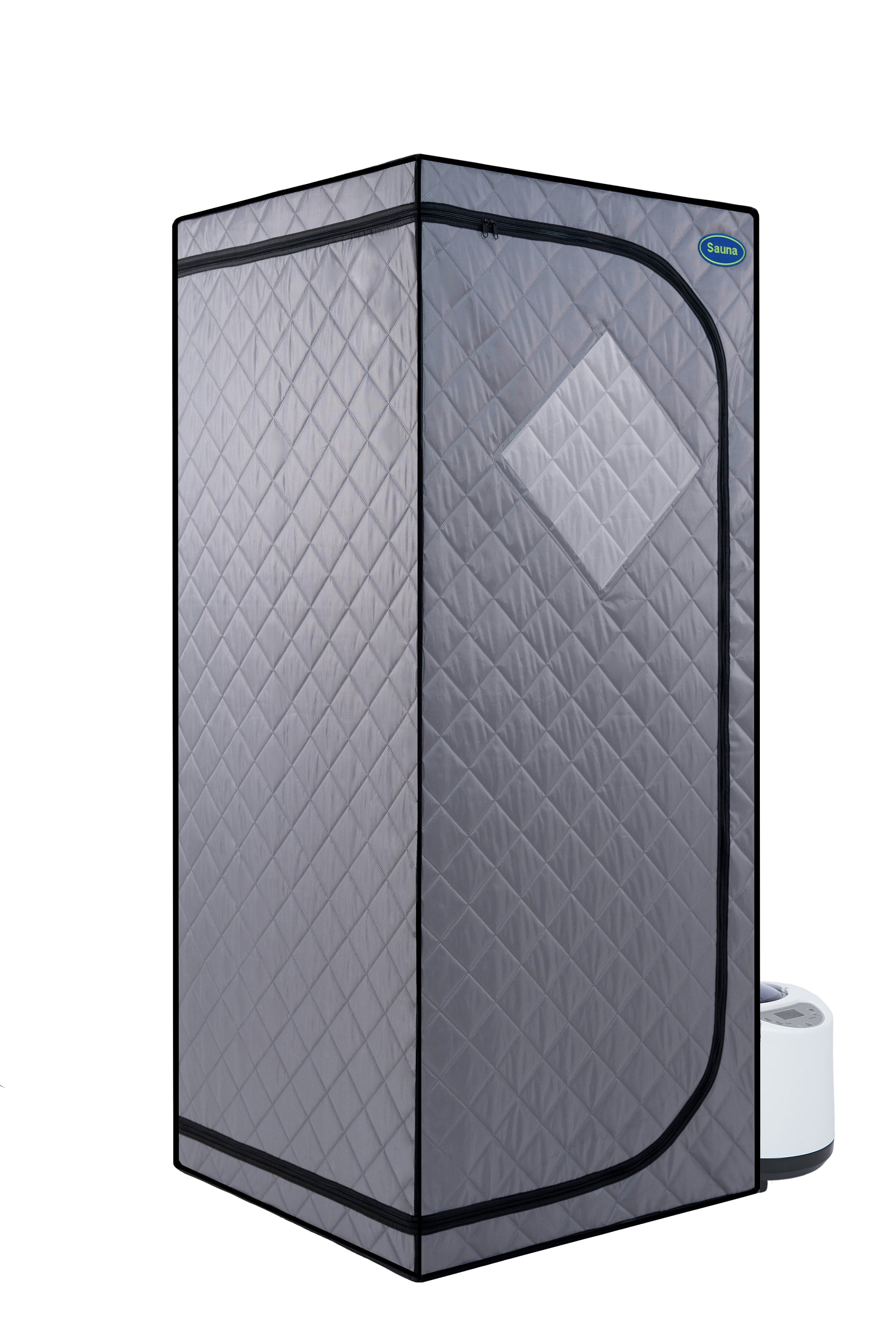 Full Size Portable Grey Steam Sauna Tent – Personal Home Spa with Steam Generator, Remote Control, Foldable Chair, Timer, PVC Pipe Connector, Fast Heating, FCC Certified