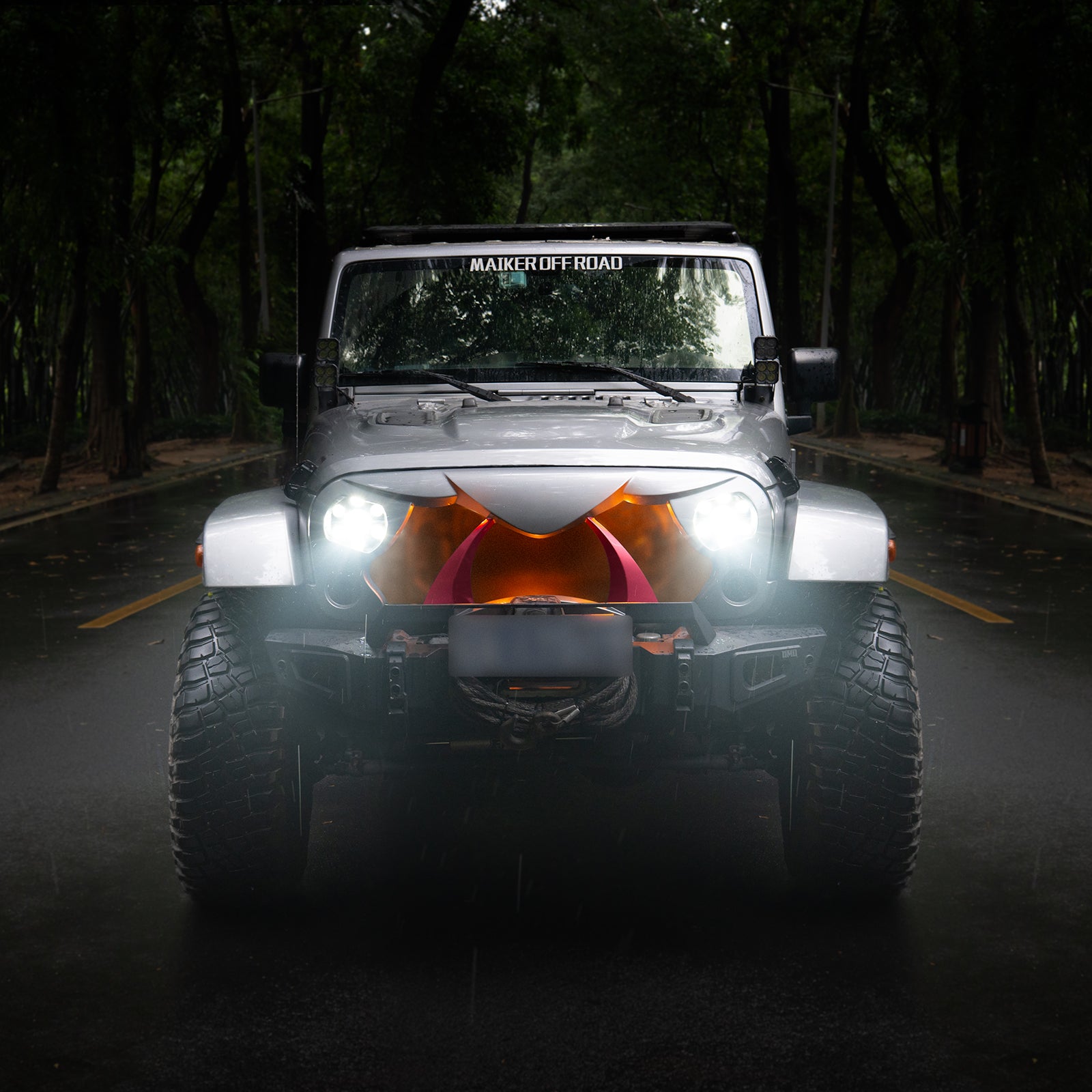 Halloween Front Grille Grid Grill for 2007-2018 Jeep Wrangler Rubicon Sahara Sport JK/JKU, Matte Black