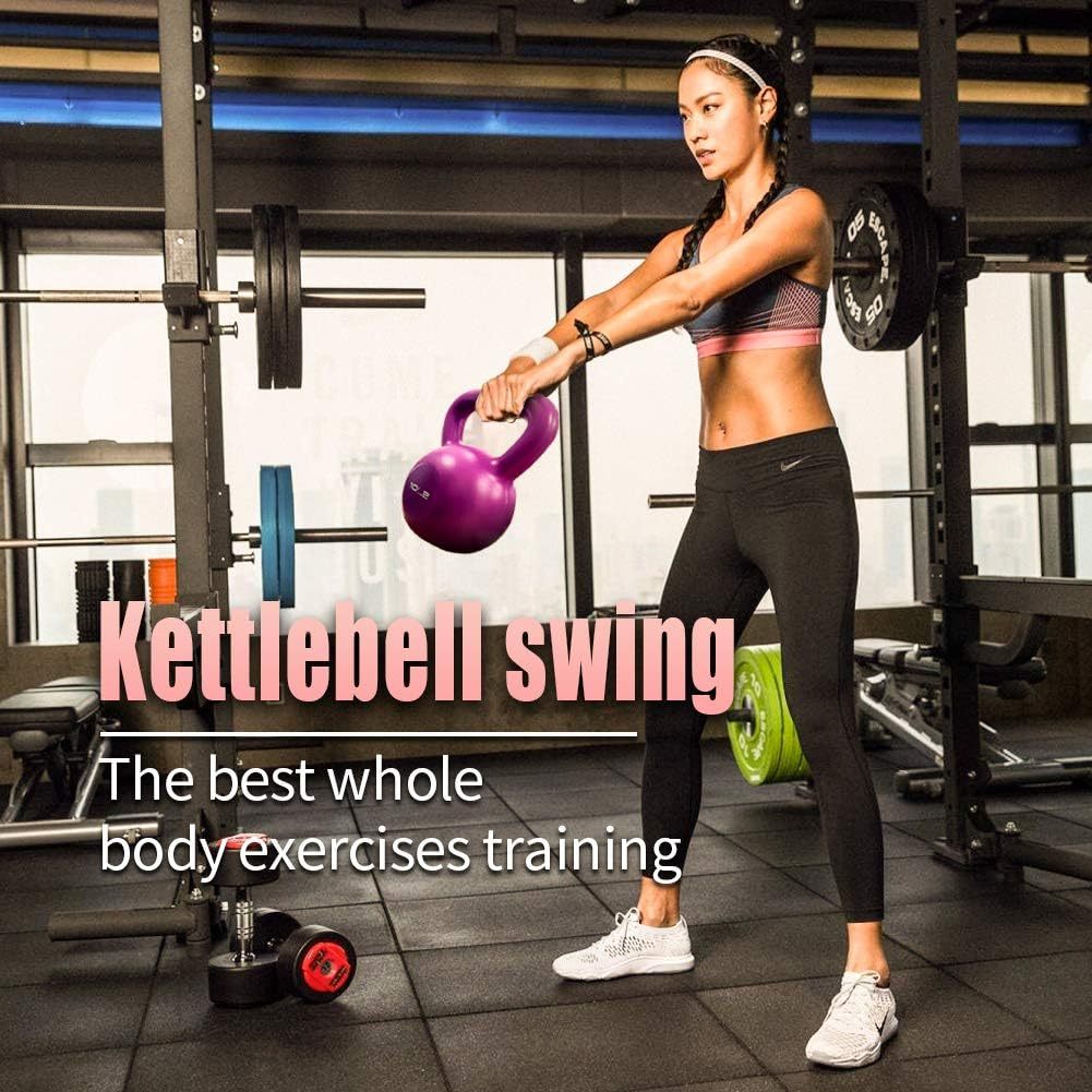 10lbs Vinyl Coated Kettlebell – Women's Strength Training Weight with Wide Handle Grip for Home Gym Workouts