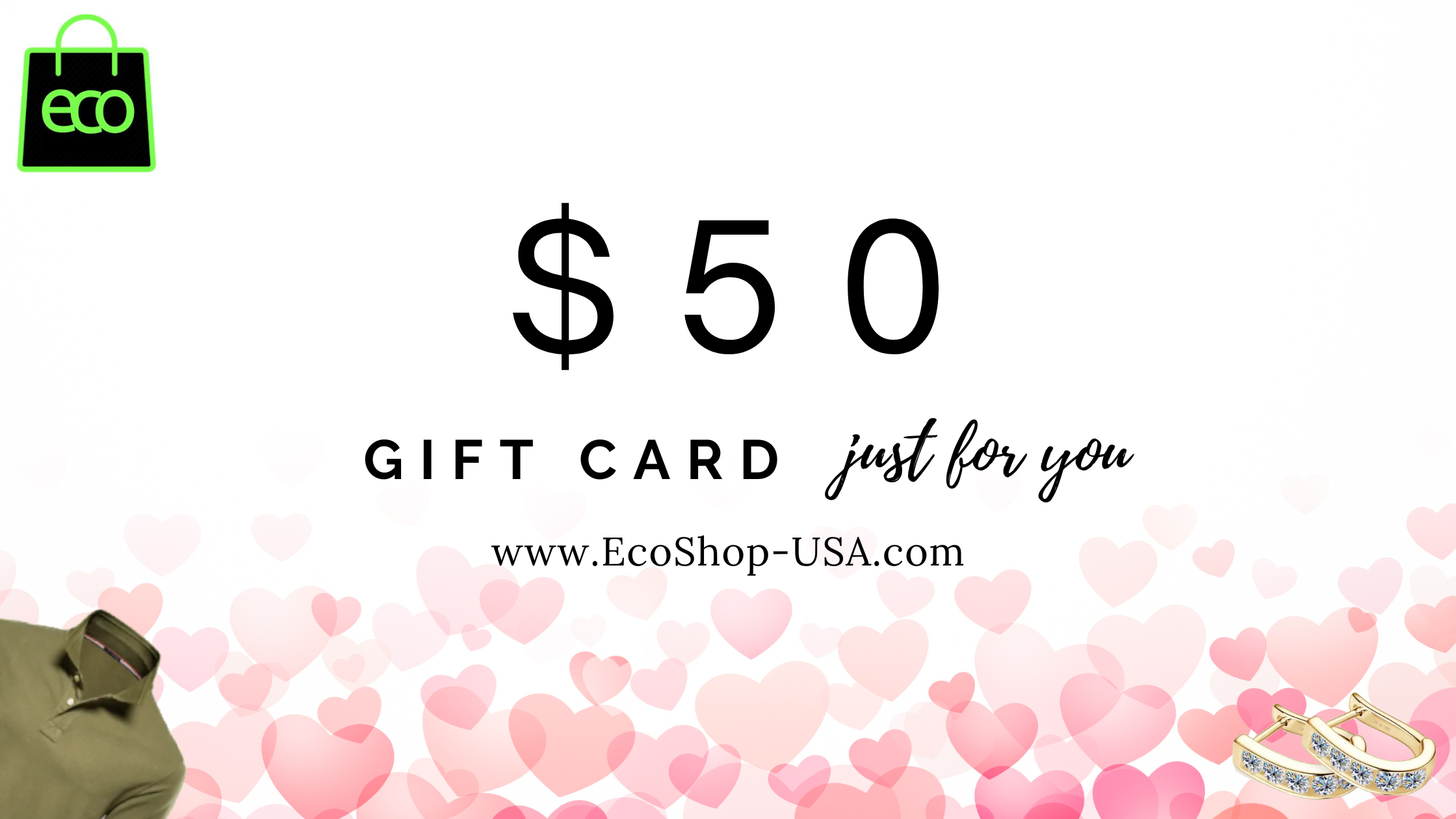 $50 worth of gift card value, only $22.5 when purchased at eco shop usa