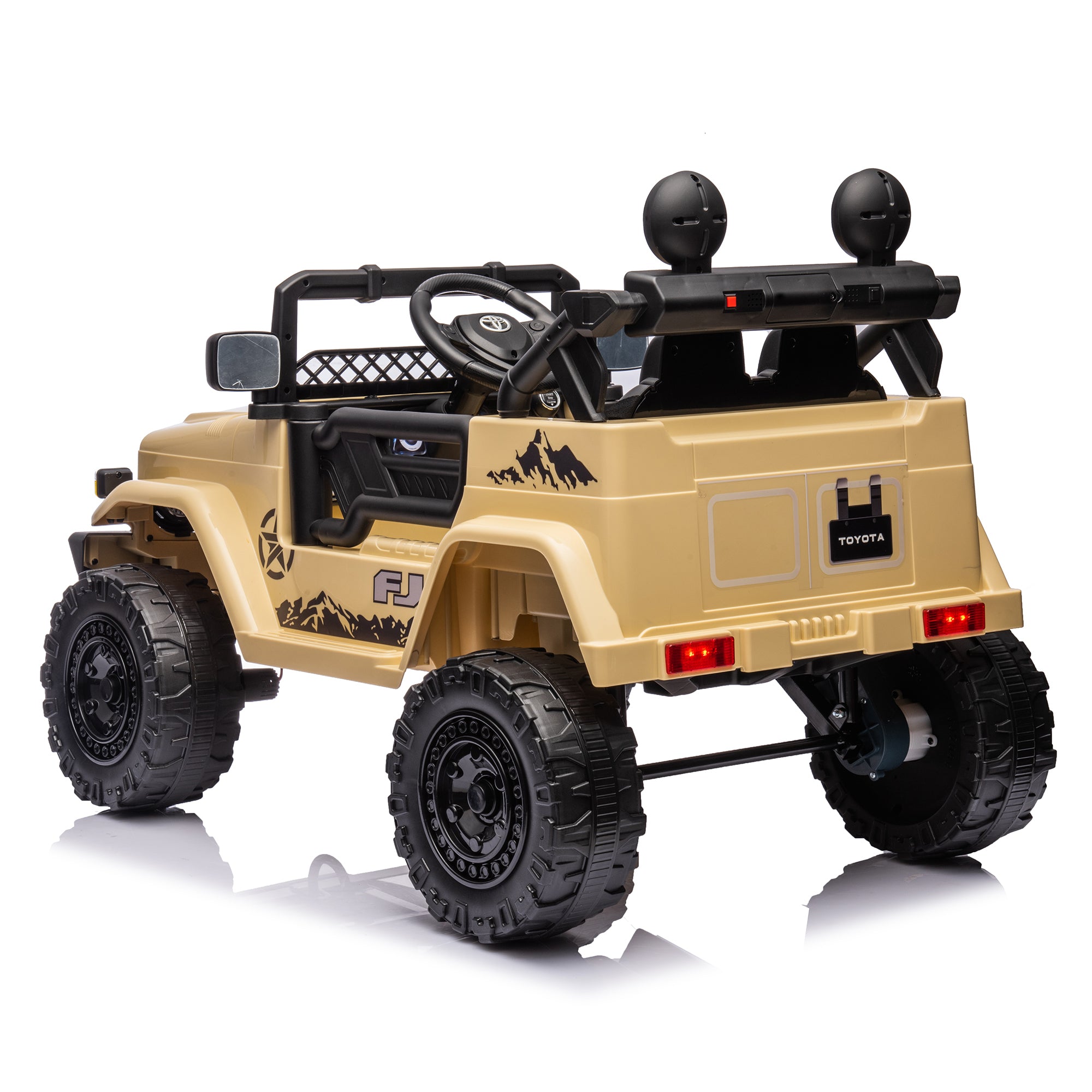 Licensed TOYOTA FJ Cruiser 12V Kids Ride-On Car with Parents Remote Control, Three-Speed Adjustable, Power Display, USB, MP3, Bluetooth, LED Lights, Three-Point Safety Belt, Perfect Gift for Kids
