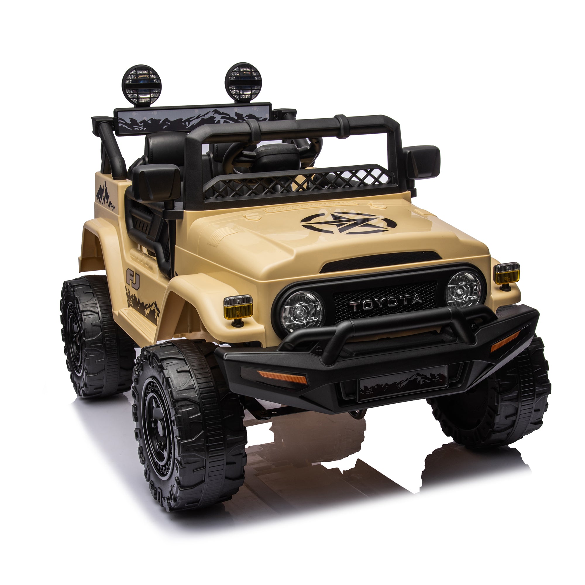 Licensed TOYOTA FJ Cruiser 12V Kids Ride-On Car with Parents Remote Control, Three-Speed Adjustable, Power Display, USB, MP3, Bluetooth, LED Lights, Three-Point Safety Belt, Perfect Gift for Kids