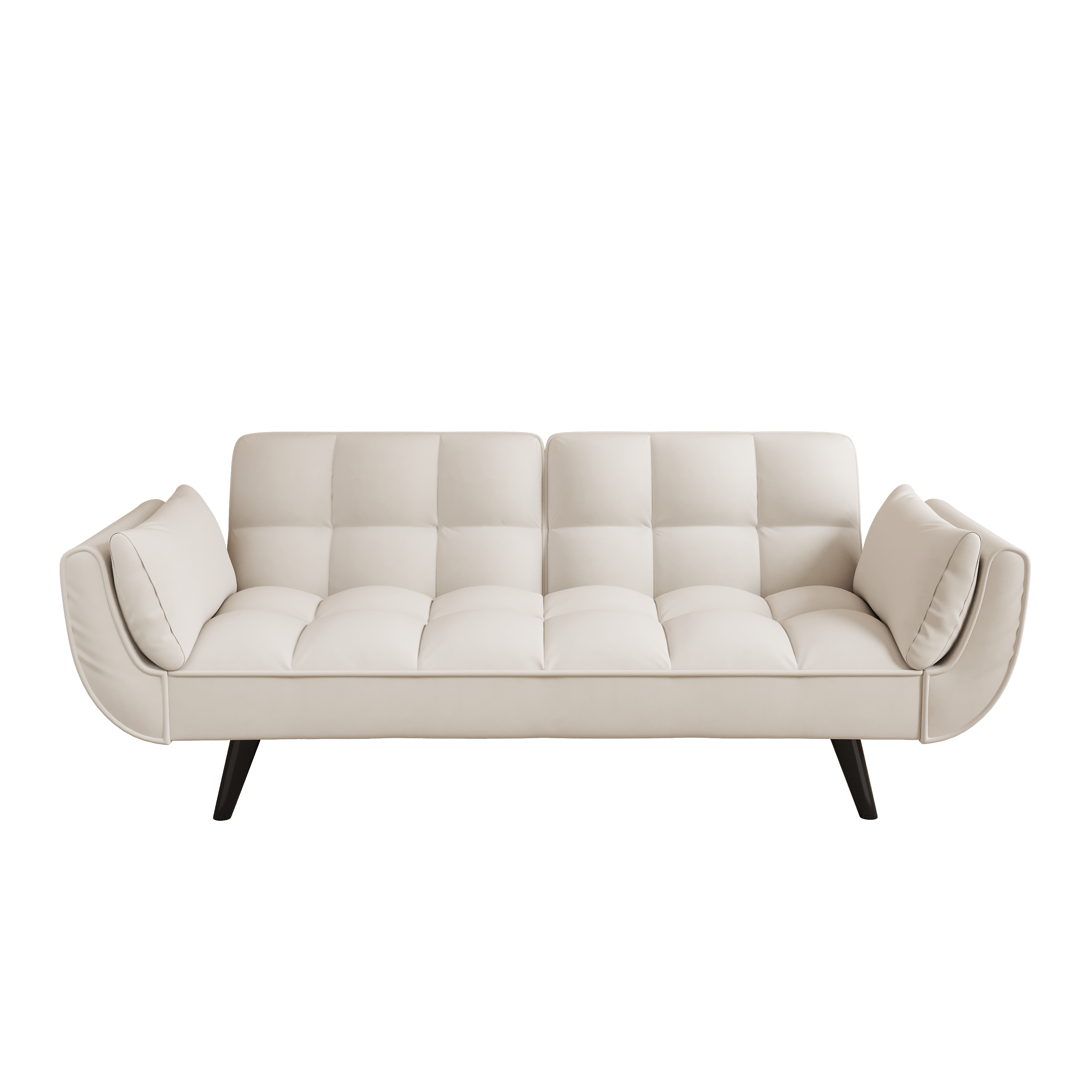 57 inch beige sofa soft two armrests throw pillow pillow comfortable fit apartment bedroom small space