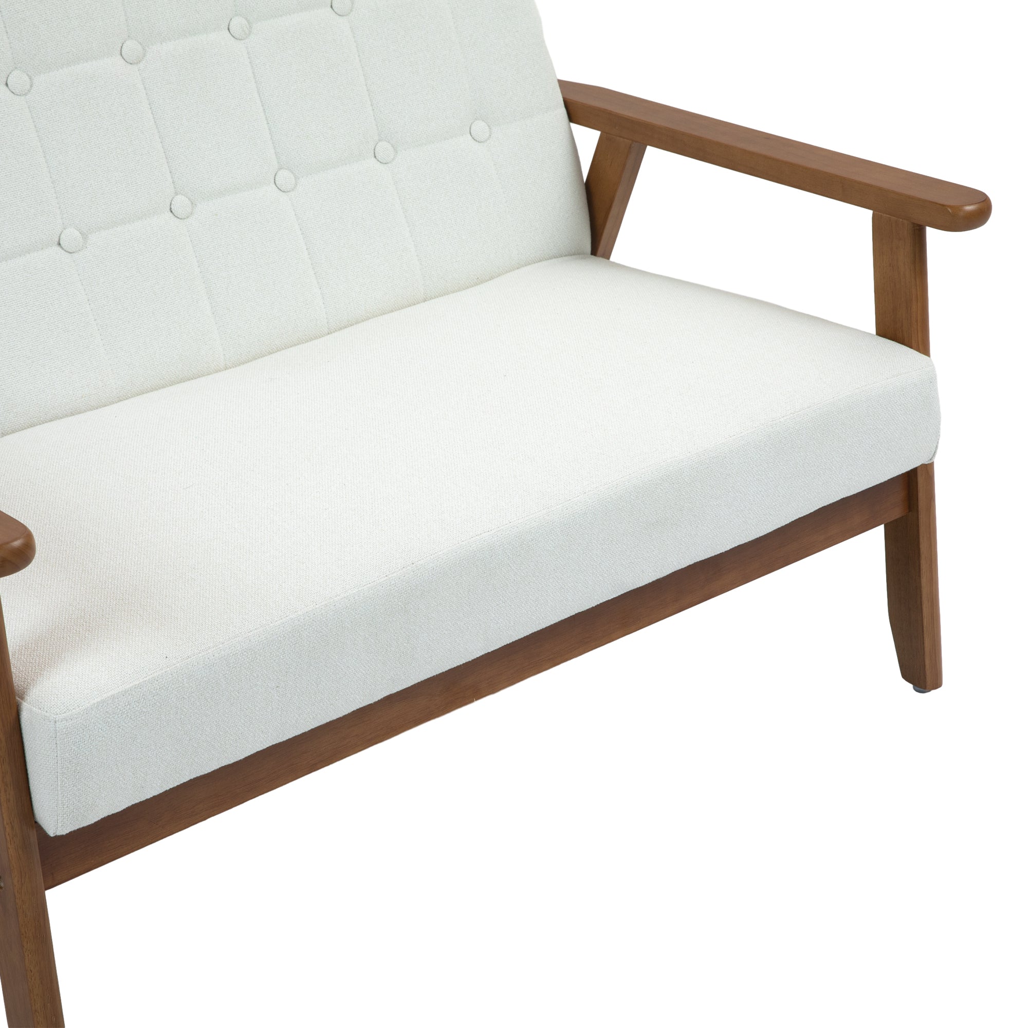 COOLMORE Mid-Century Modern Solid Loveseat Sofa Upholstered Linen Loveseat, 2-Seat Upholstered Loveseat Sofa Modern Couch