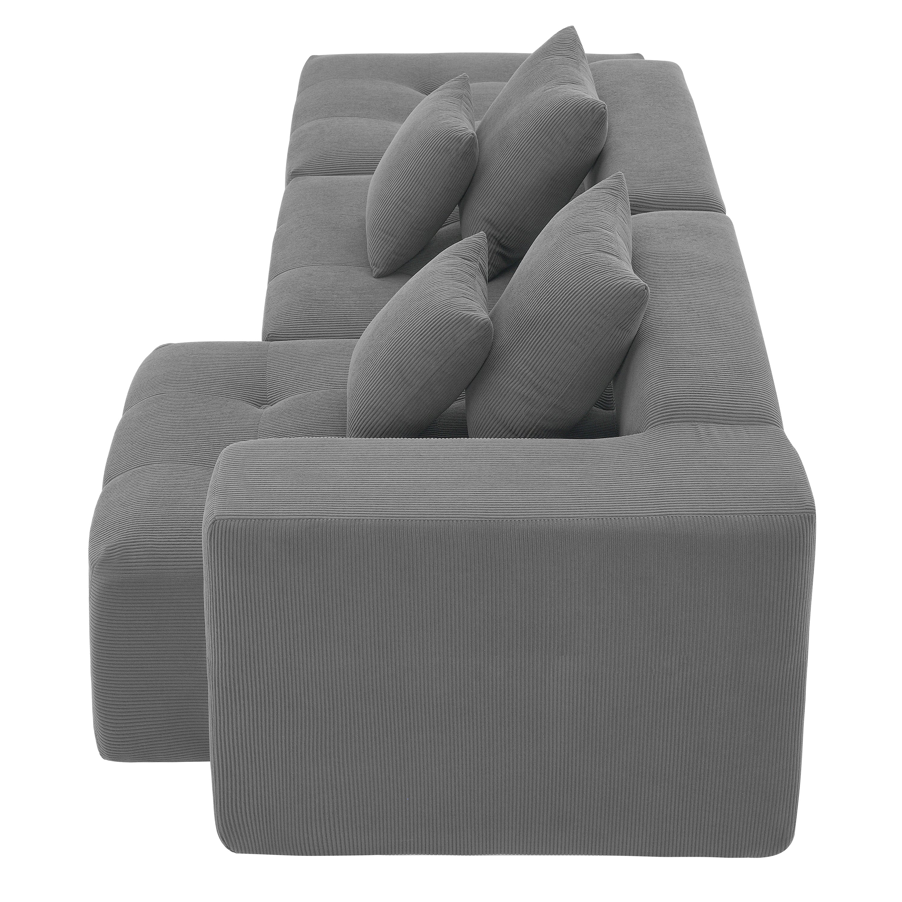[VIDEO+New]105.5''L Shaped Modular Sectional Sofa,Minimalist Corduroy Floor Couch Set,Convertible Foam-Filled Cloud Compressed Couch for Living Room,3 PC Free Combination,No Assembly Required,3 Colors