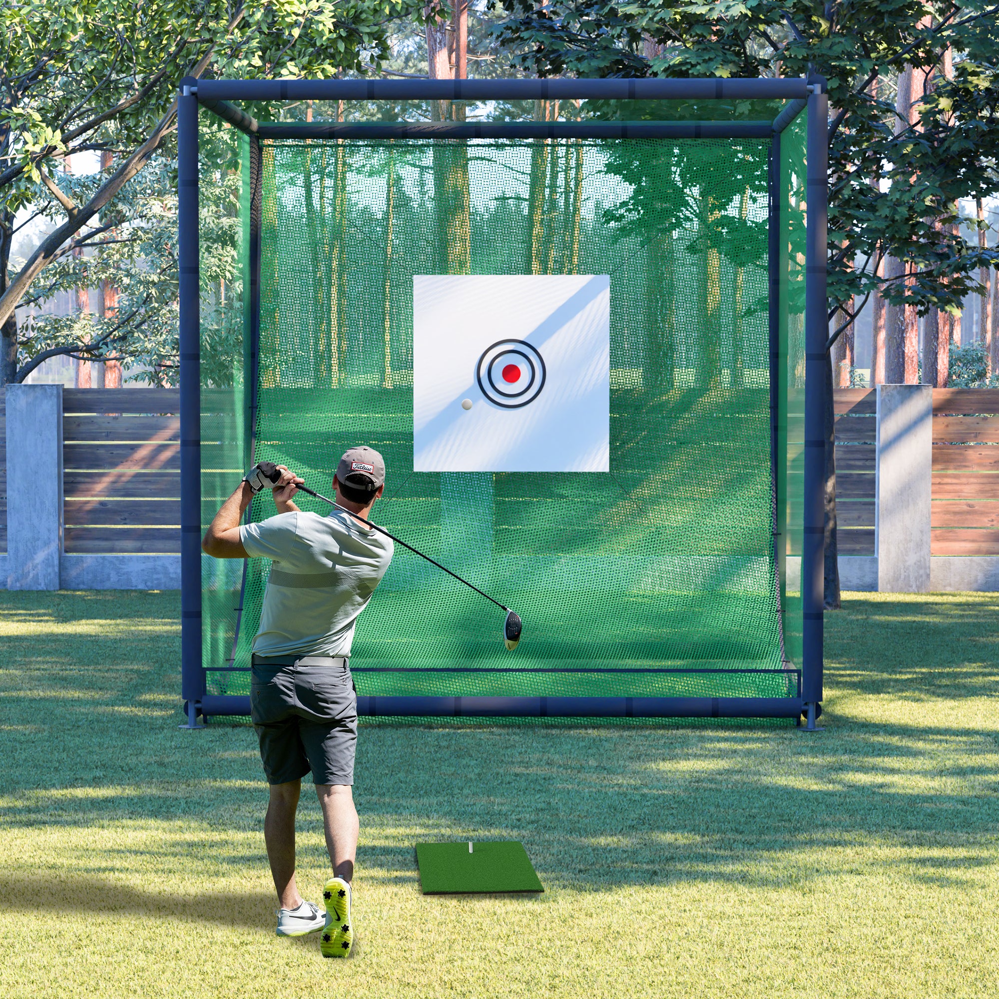 Golf Practice Net Cage,10 x 10 x 10FT Metal Frame Hitting Net Kit for Backyard,Golf Batting Cage Netting Golf Training Simulators for Home