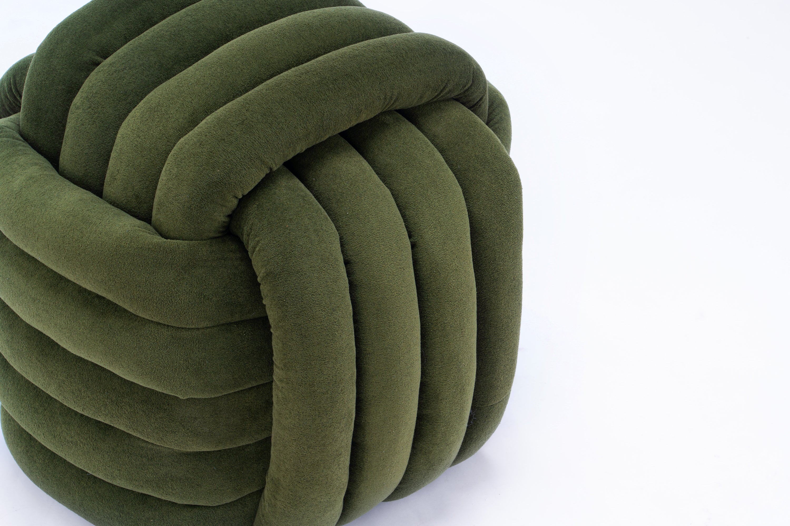 060-Chenille Fabric Modern Knot Design Ottoman Makeup Stool Footstool, Comfortable and Stylish Seat for Living Room, Bedroom,Green