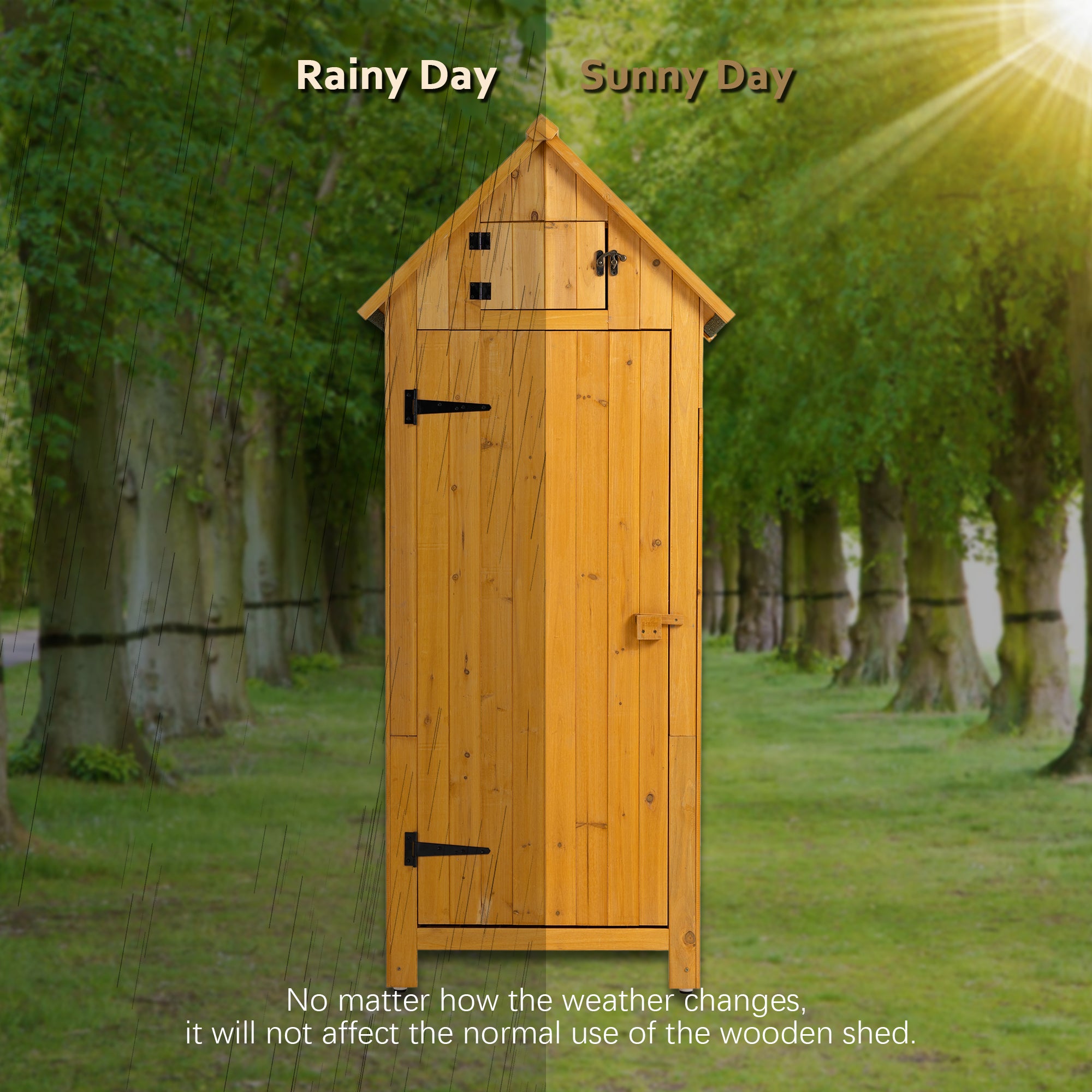 30.3'L x 21.3'W x 70.5'H Outdoor Storage Cabinet Tool Shed – Wooden Garden Shed, Natural Finish