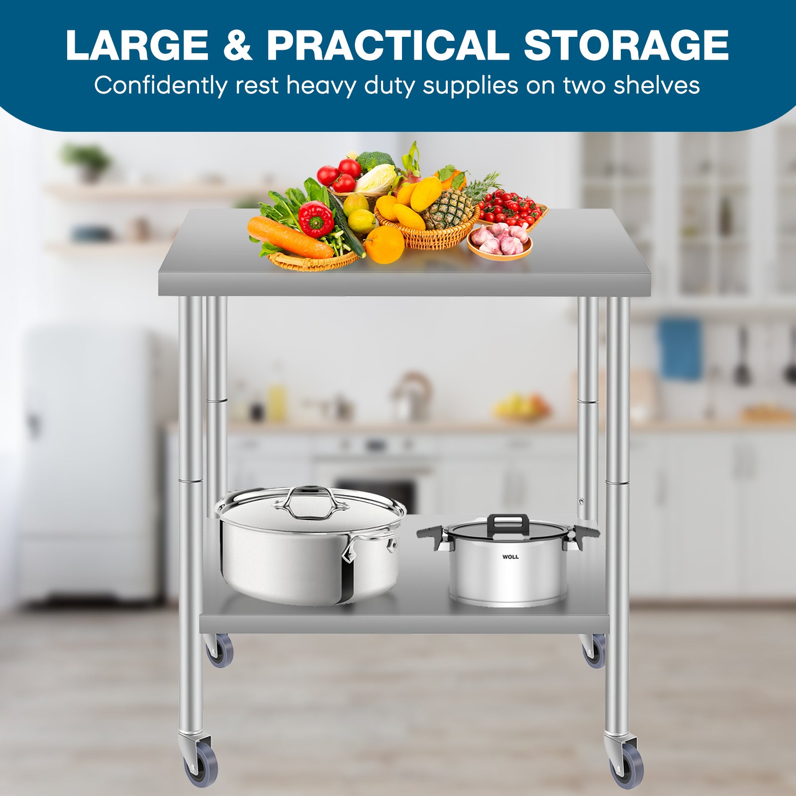 Stainless Steel Work Table 30" x 24" with Wheels | Commercial Kitchen Prep Table with Undershelf