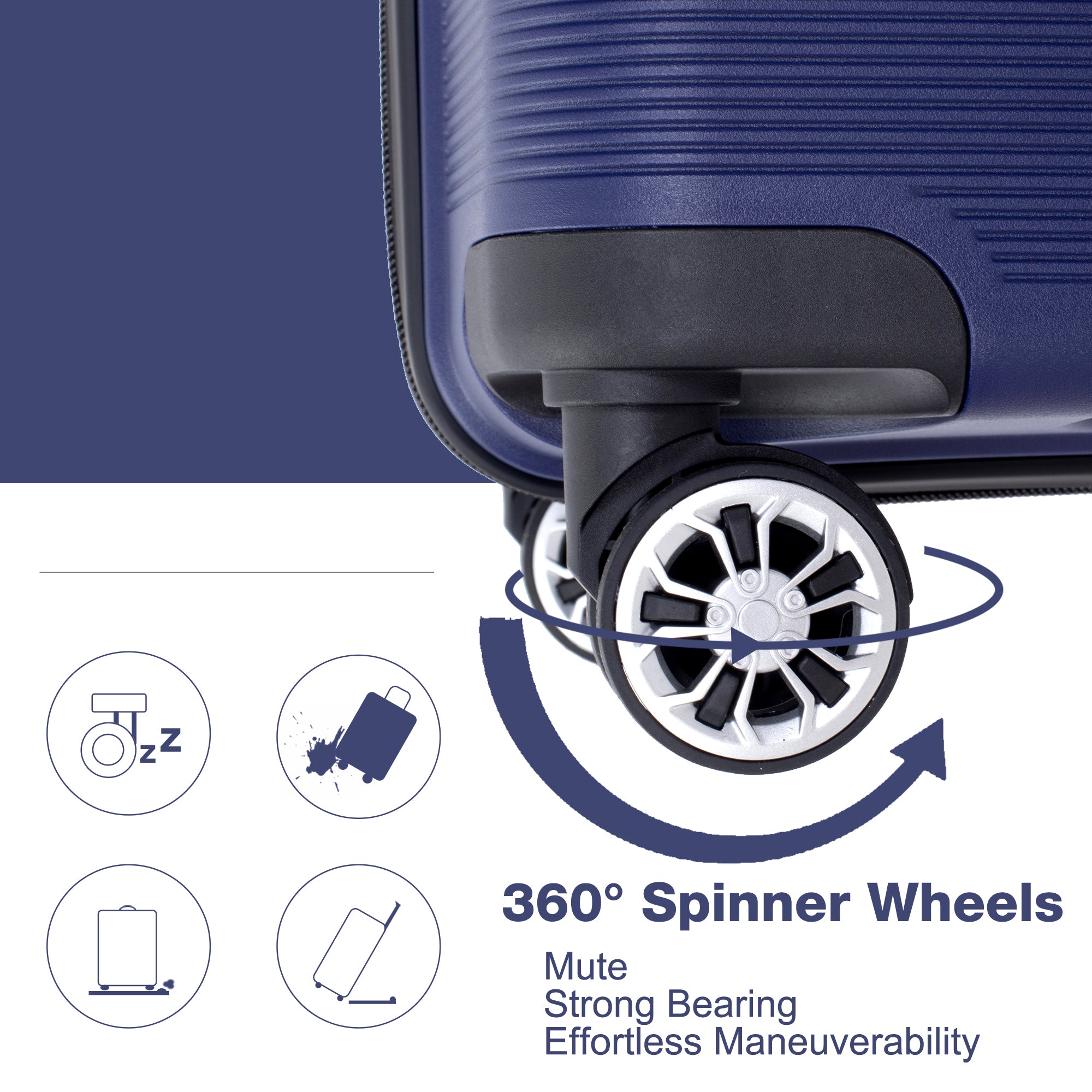 Navy Hardshell Suitcase Set with Double Spinner Wheels and TSA Lock, Lightweight and Durable PP Luggage, 3-Piece Set (20/24/28)