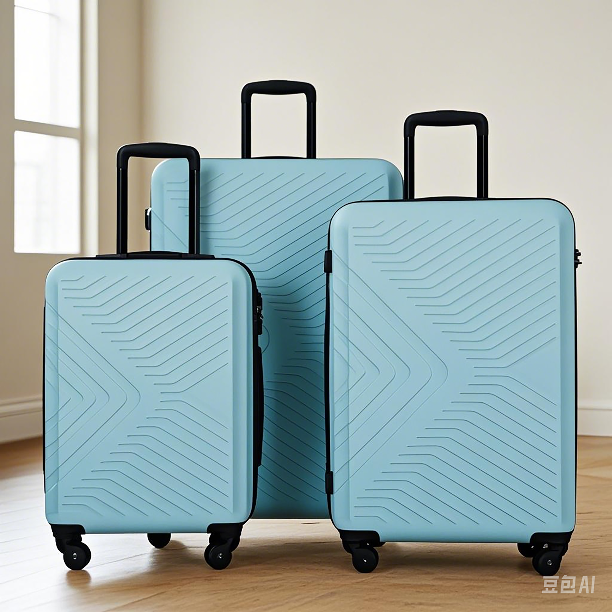 ABS Lightweight 3 Piece Luggage Sets with Two Hooks, Spinner Wheels, TSA Lock, Green (20/24/28 Inch)
