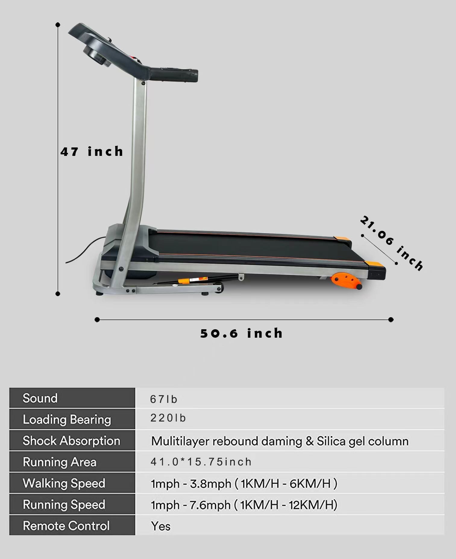 Folding Treadmill 2.5HP – 12KM/H Max Speed, Foldable Home Fitness Equipment with LCD, 4 Incline Levels, 12 Workout Programs, Bluetooth – Black