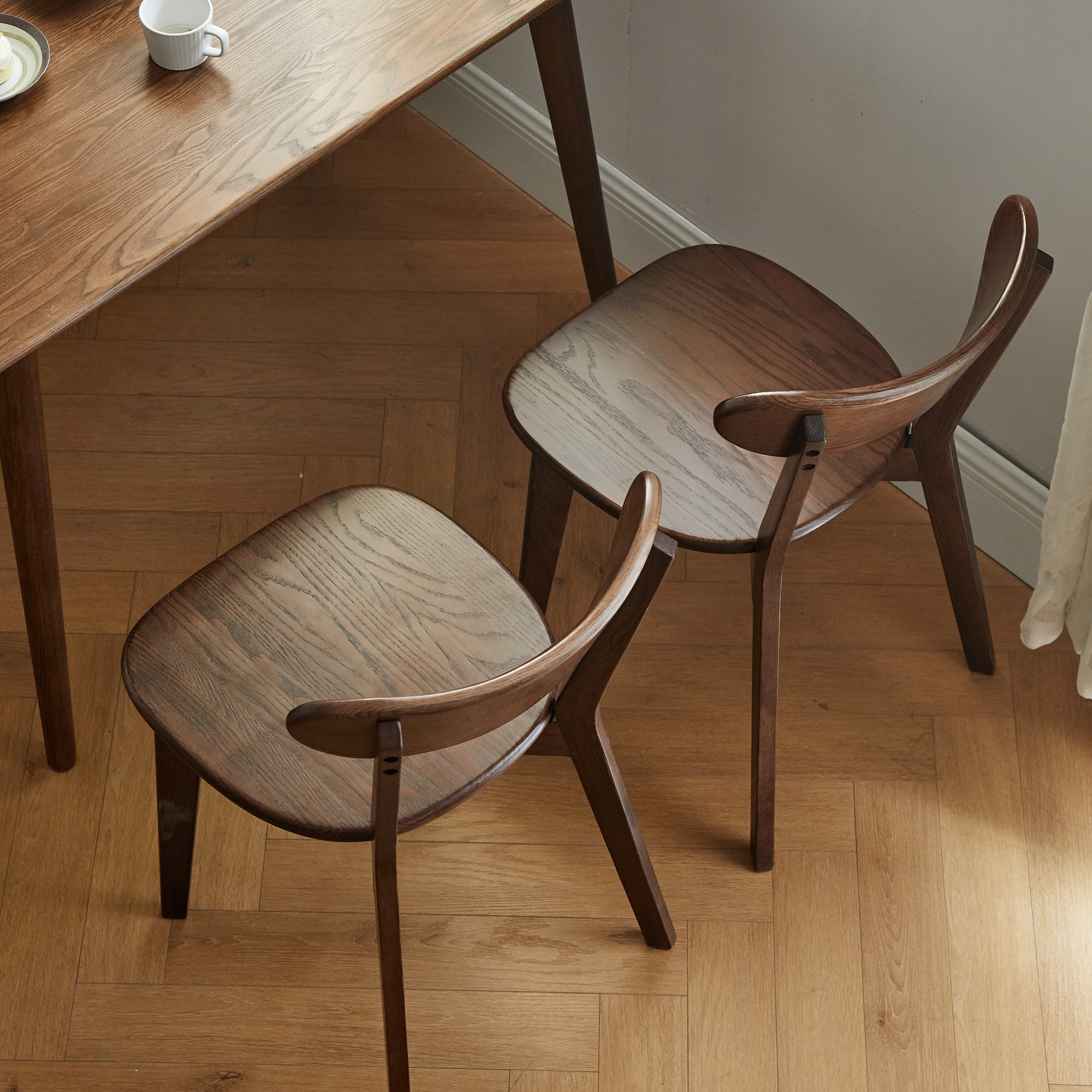 (Set of 2) Solid Oak Wood Dining Chairs – Natural FAS Grade North American Wood, Dirt-Free, Minimalist Living Room or Table Chairs, 46.5×54×80cm